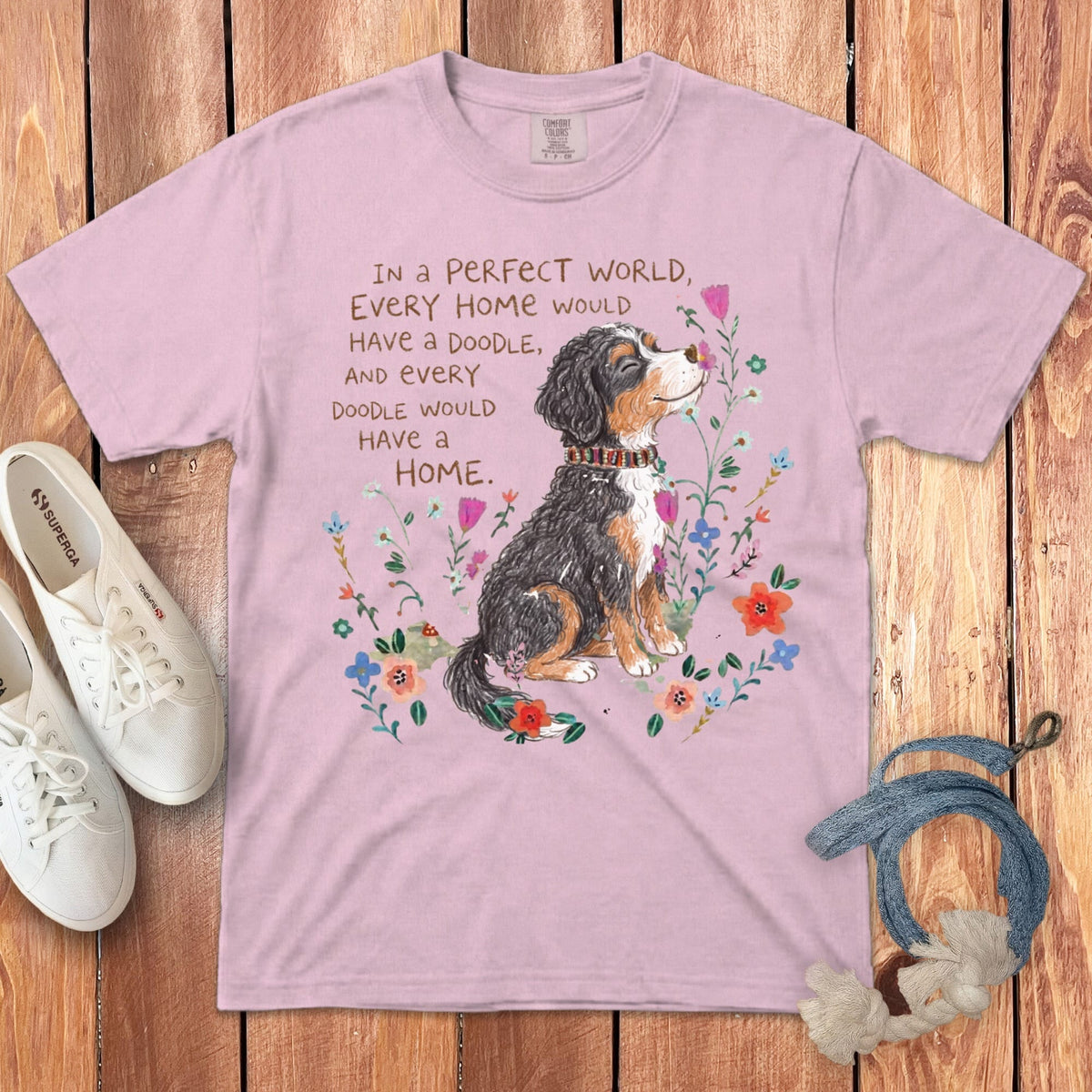 Perfect World Bernedoodle Signature T-Shirt in Blossom / S by Puppy Jo