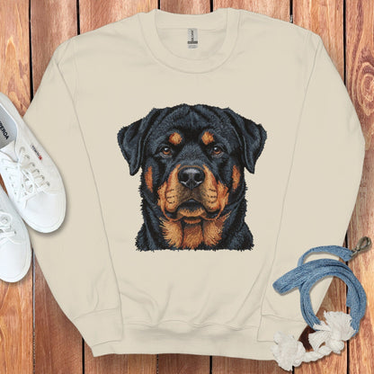 Majestic Rottweiler Face Print on Cozy Sweatshirt