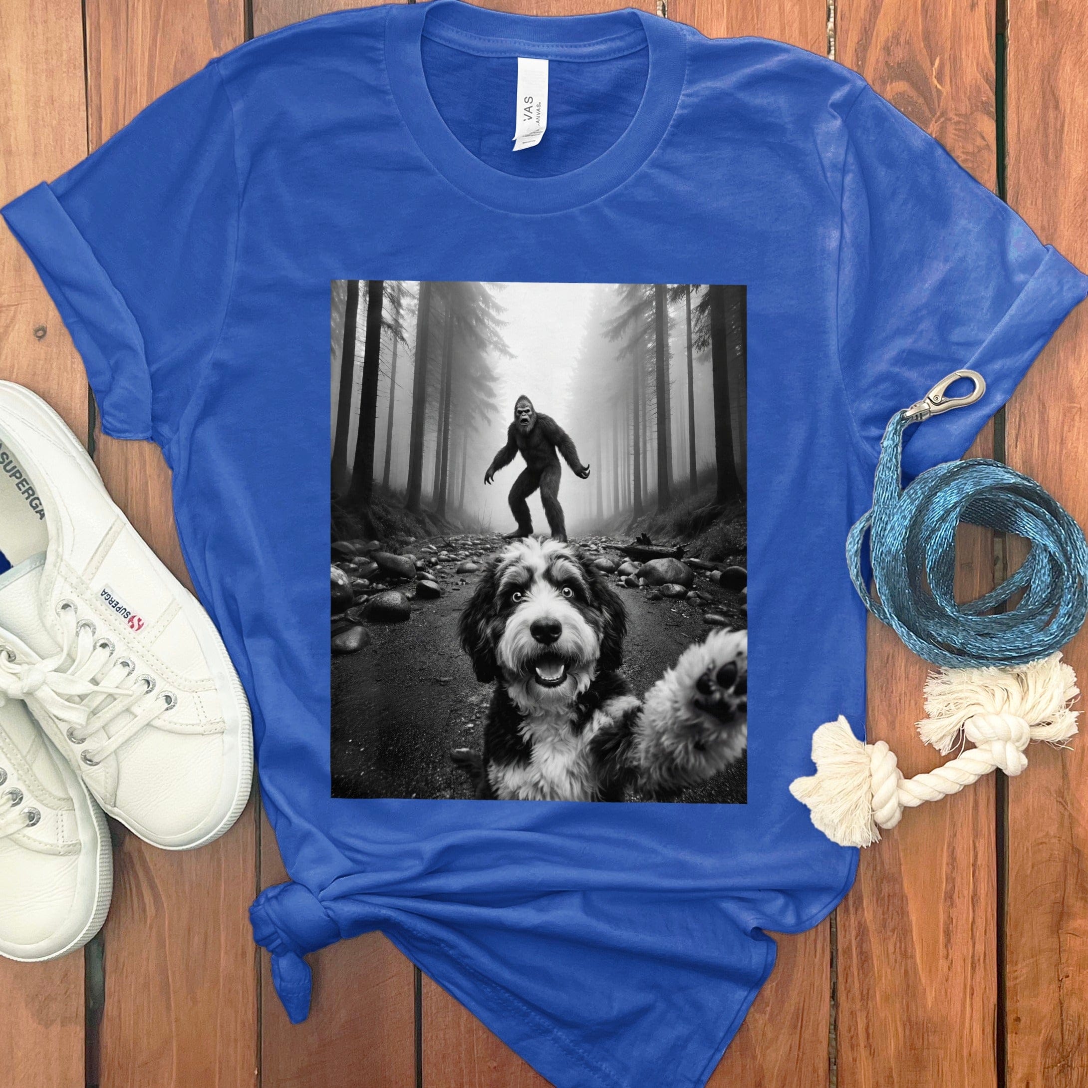 Hiker and Dog in Forest Graphic T-Shirt Product