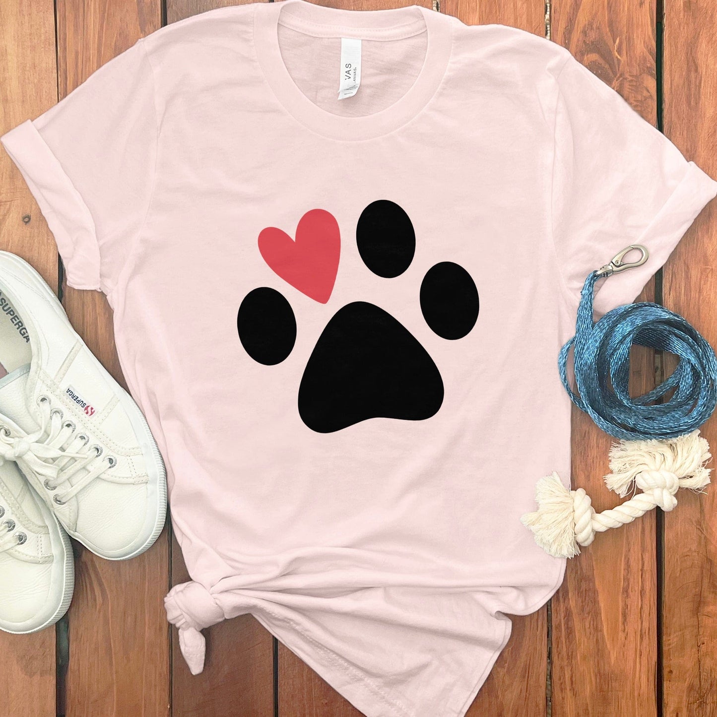Cute Paw Print with Heart Graphic T-shirt product type