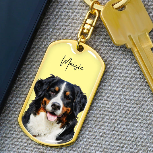 CUSTOM DOG TAG PHOTO KEYCHAIN