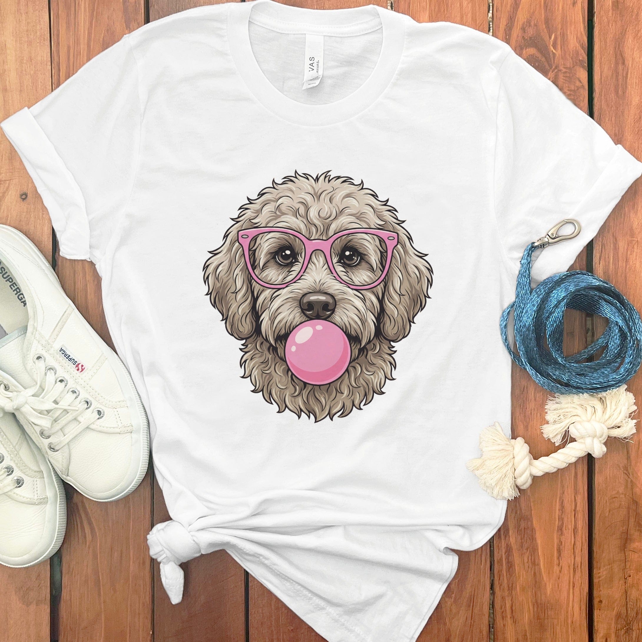 Cute Dog with Glasses and Bubble T-Shirt Product