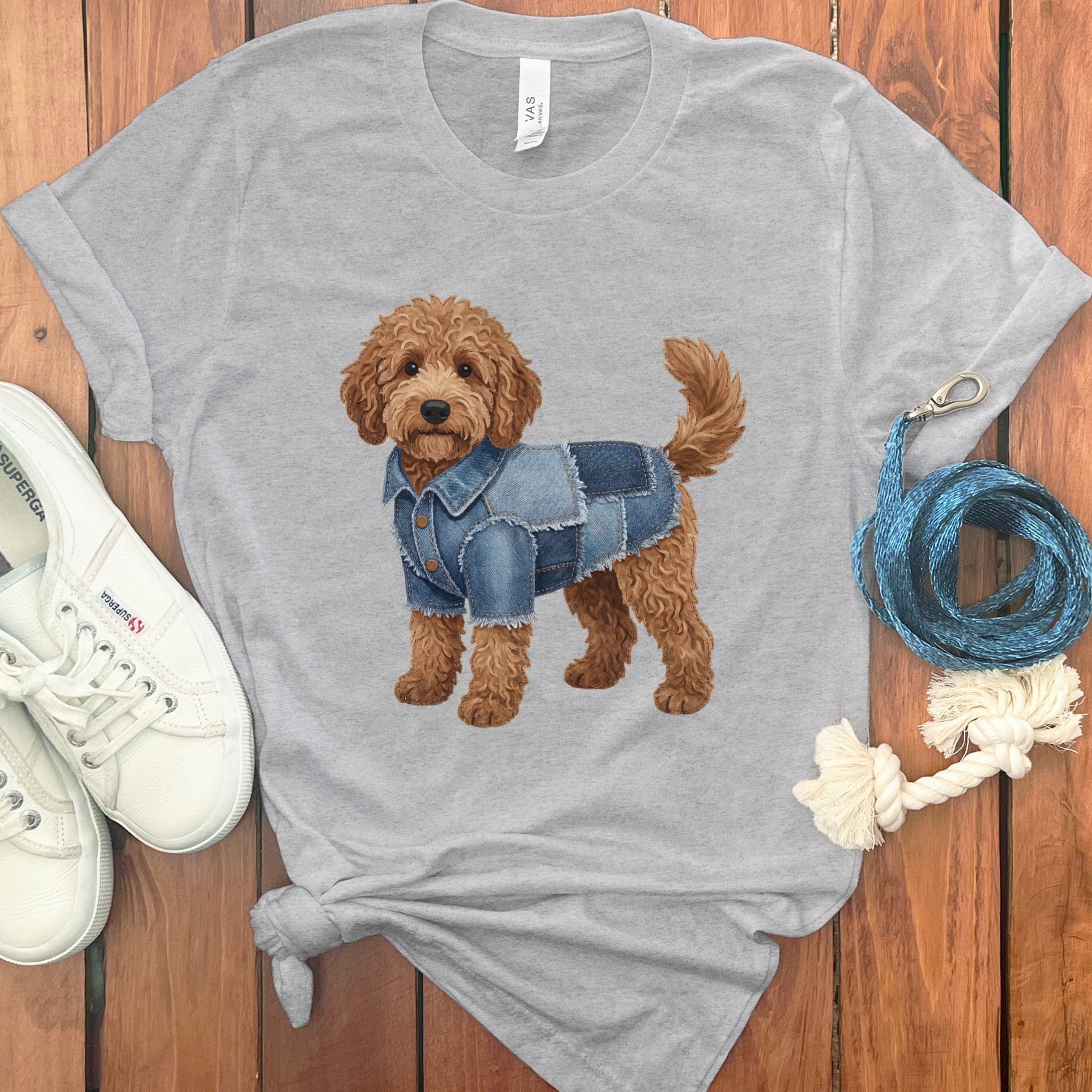Denim Doodle T-Shirt in Athletic Heather / S by Puppy Jo