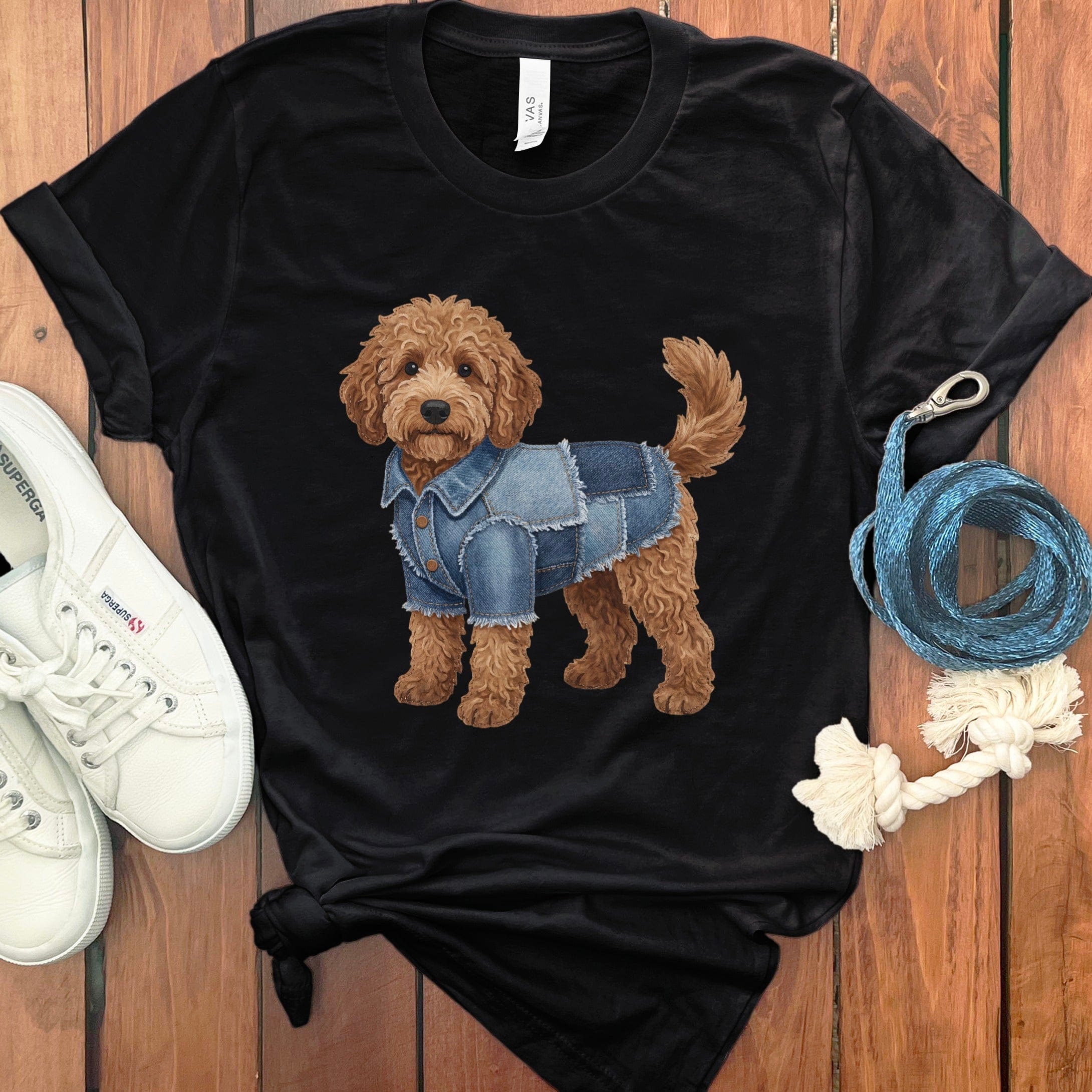 Denim Doodle T-Shirt in Black / S by Puppy Jo