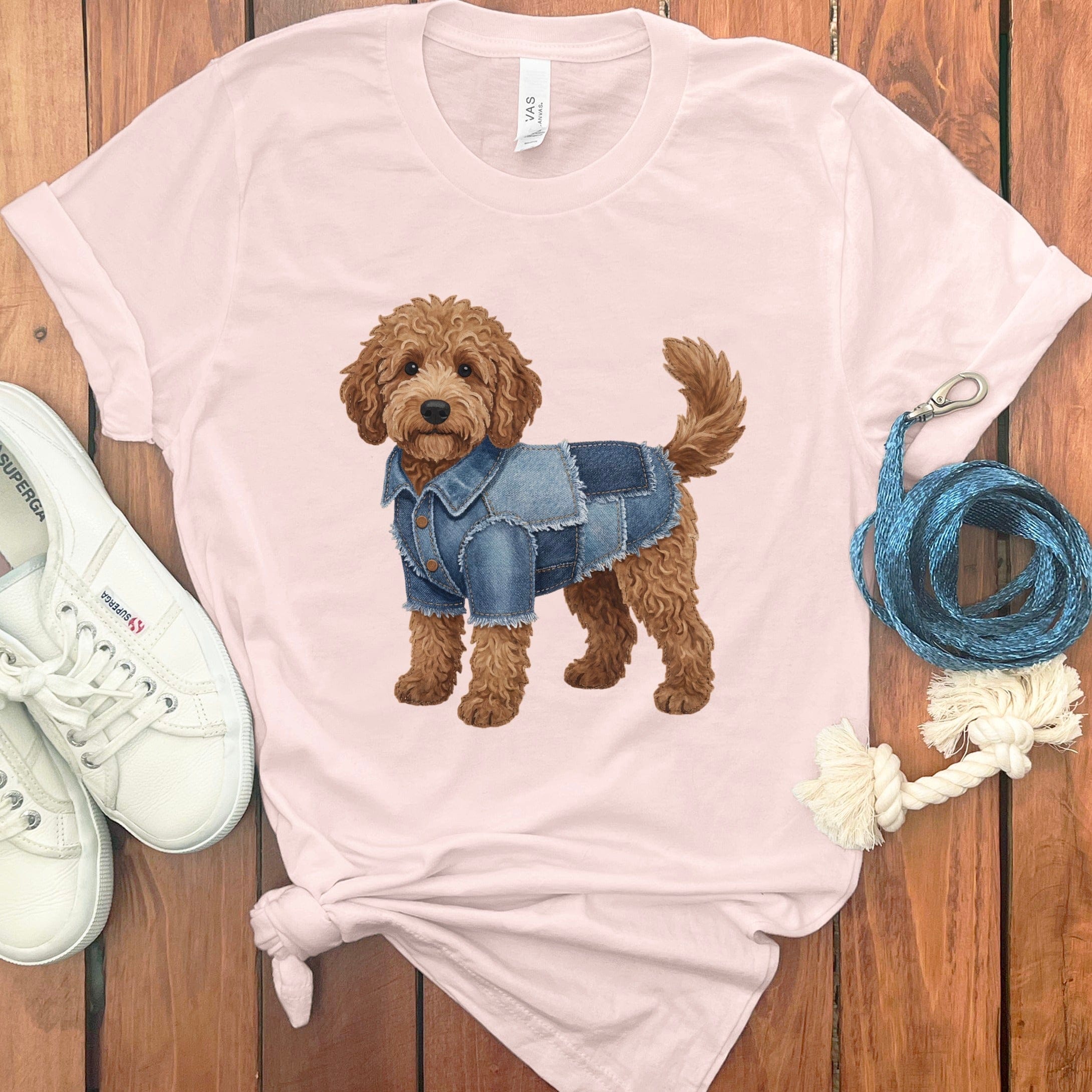 Denim Doodle T-Shirt in Soft Pink / S by Puppy Jo