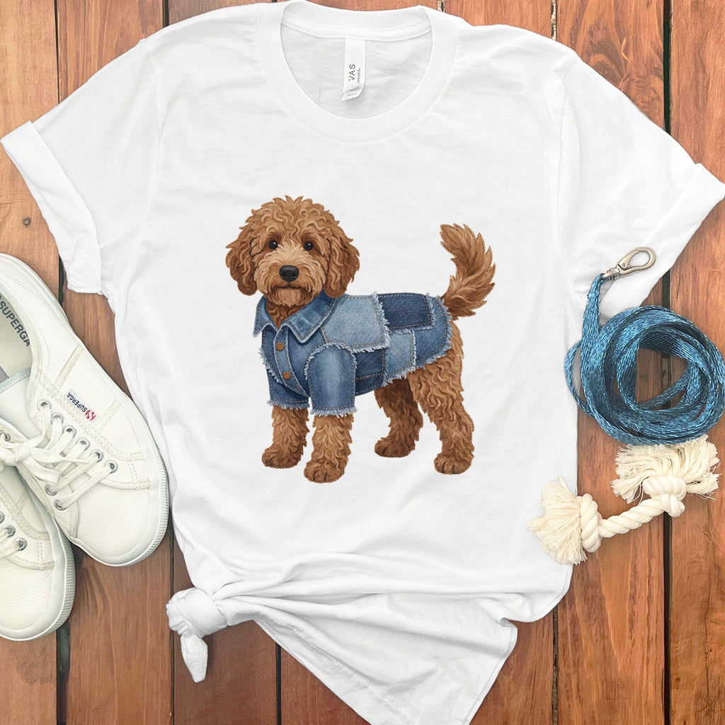 Denim Doodle T-Shirt in White / S by Puppy Jo