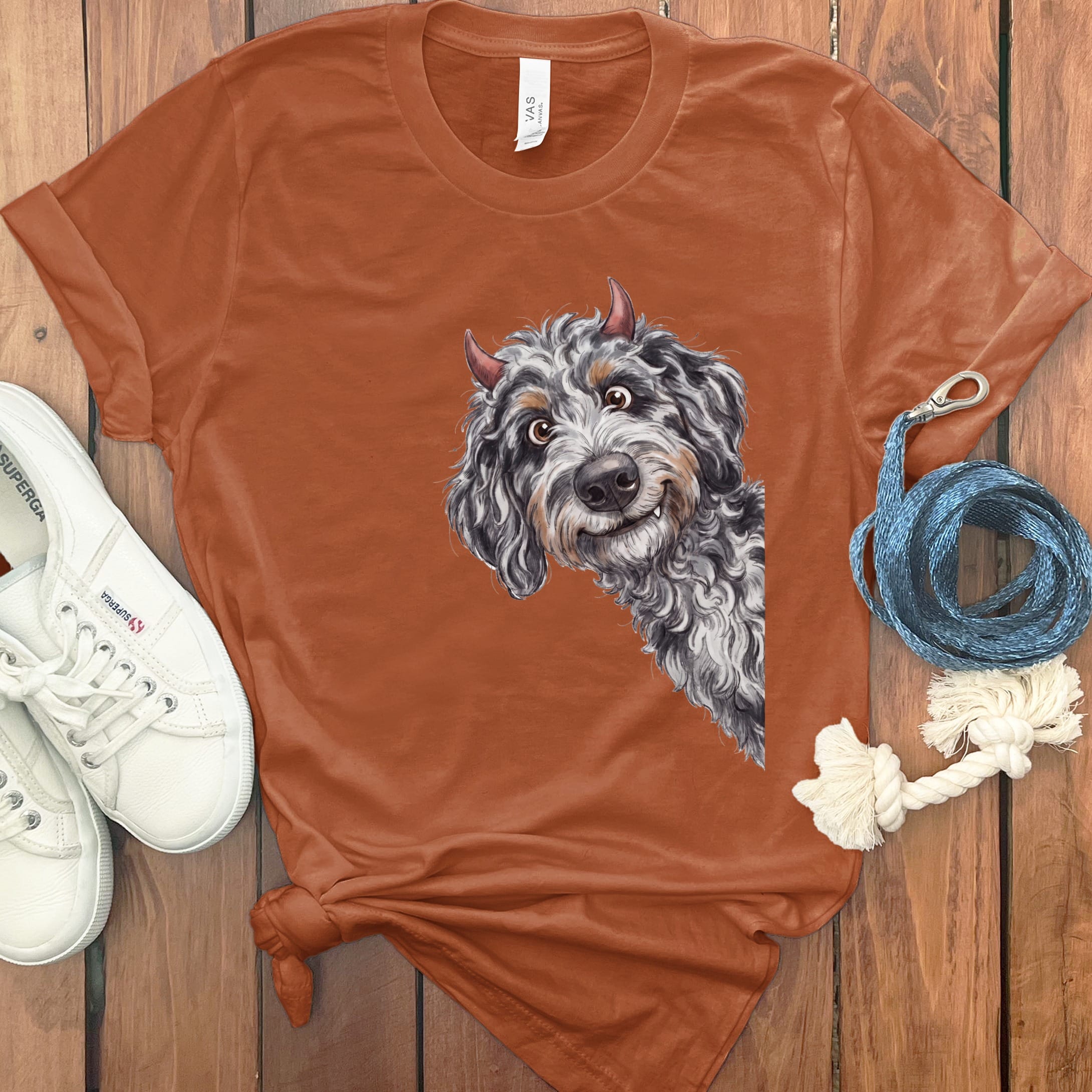 Devil Aussiedoodle T-Shirt in Autumn / S by Puppy Jo