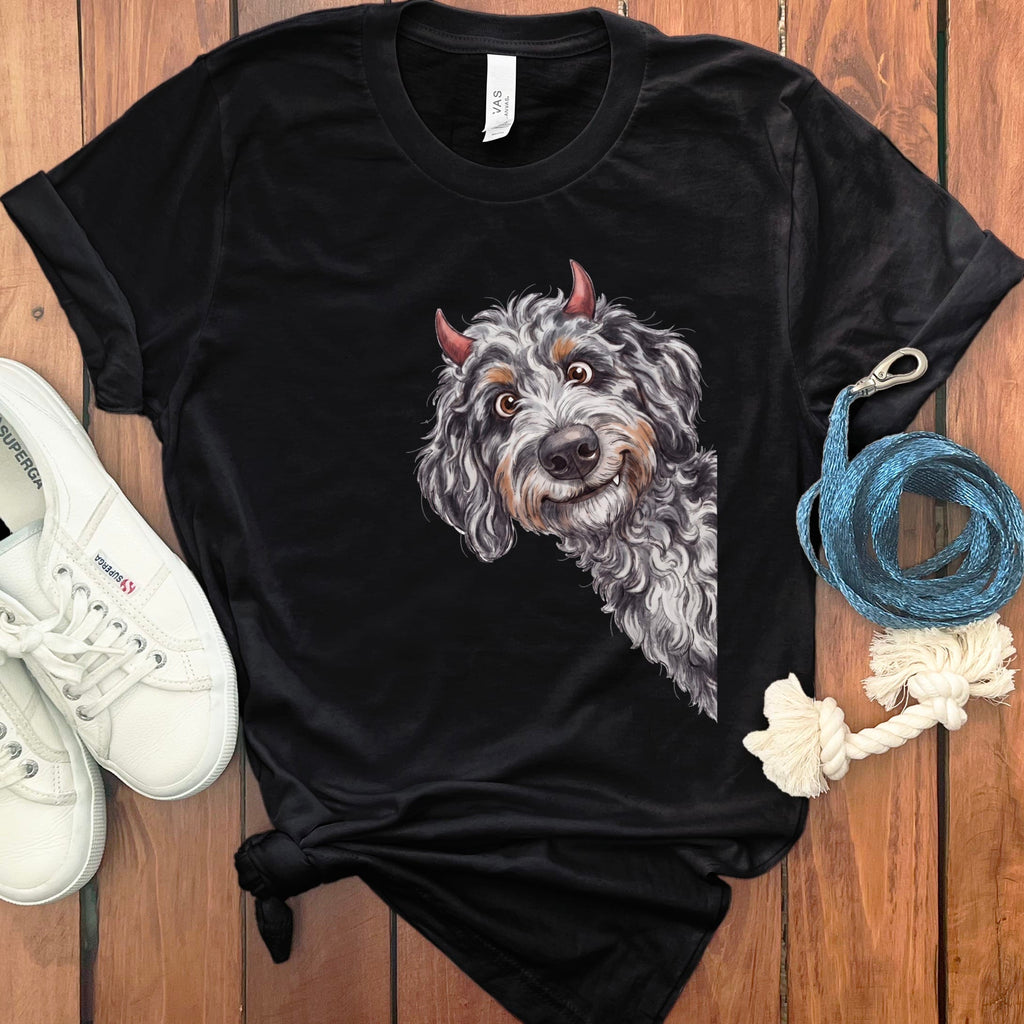 Devil Aussiedoodle T-Shirt in Black / S by Puppy Jo