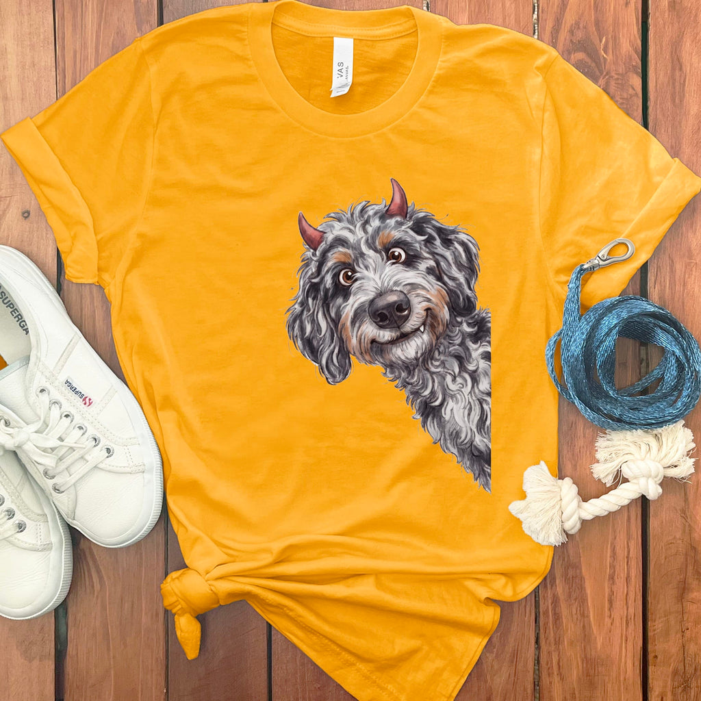 Devil Aussiedoodle T-Shirt in Gold / S by Puppy Jo