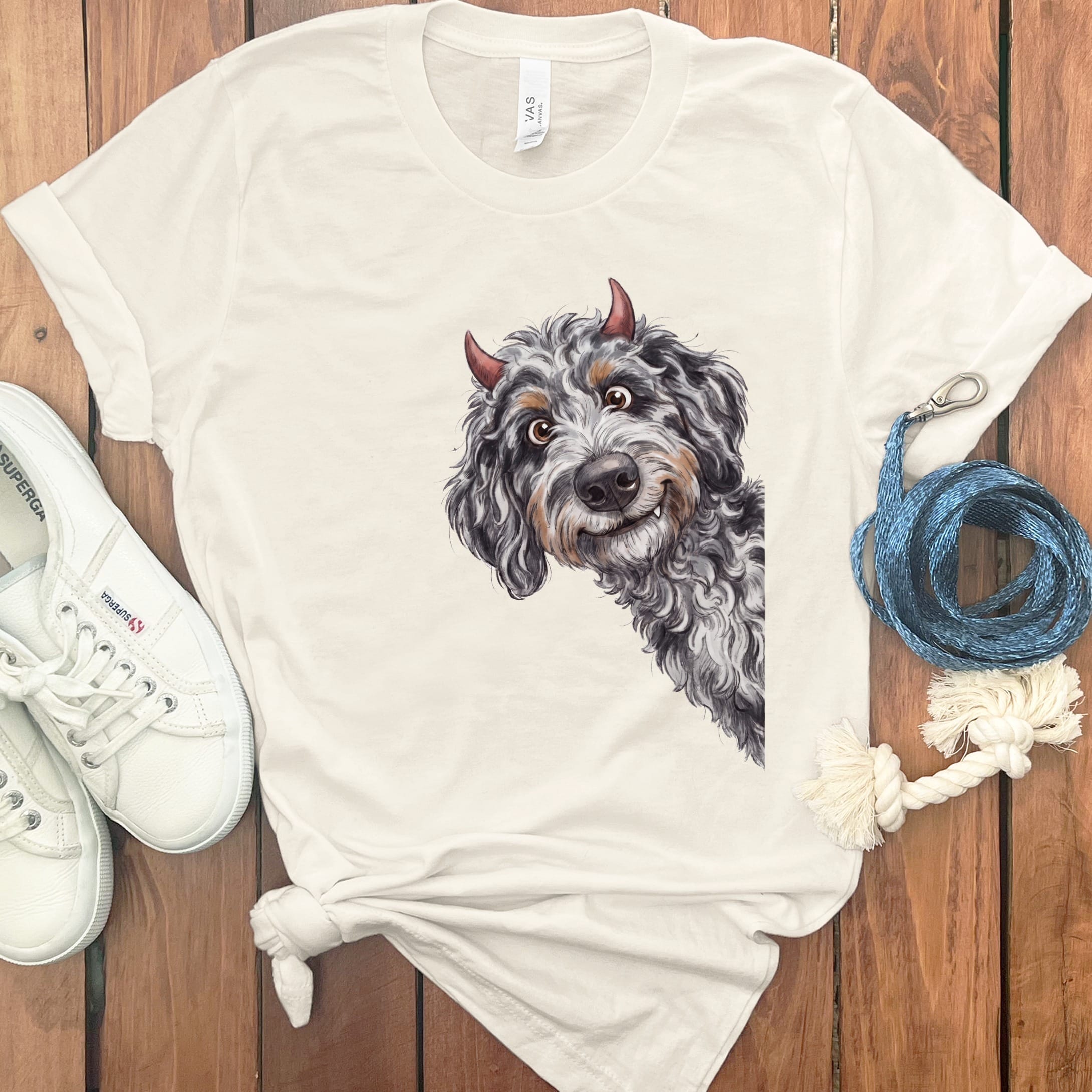 Devil Aussiedoodle T-Shirt in Natural / S by Puppy Jo