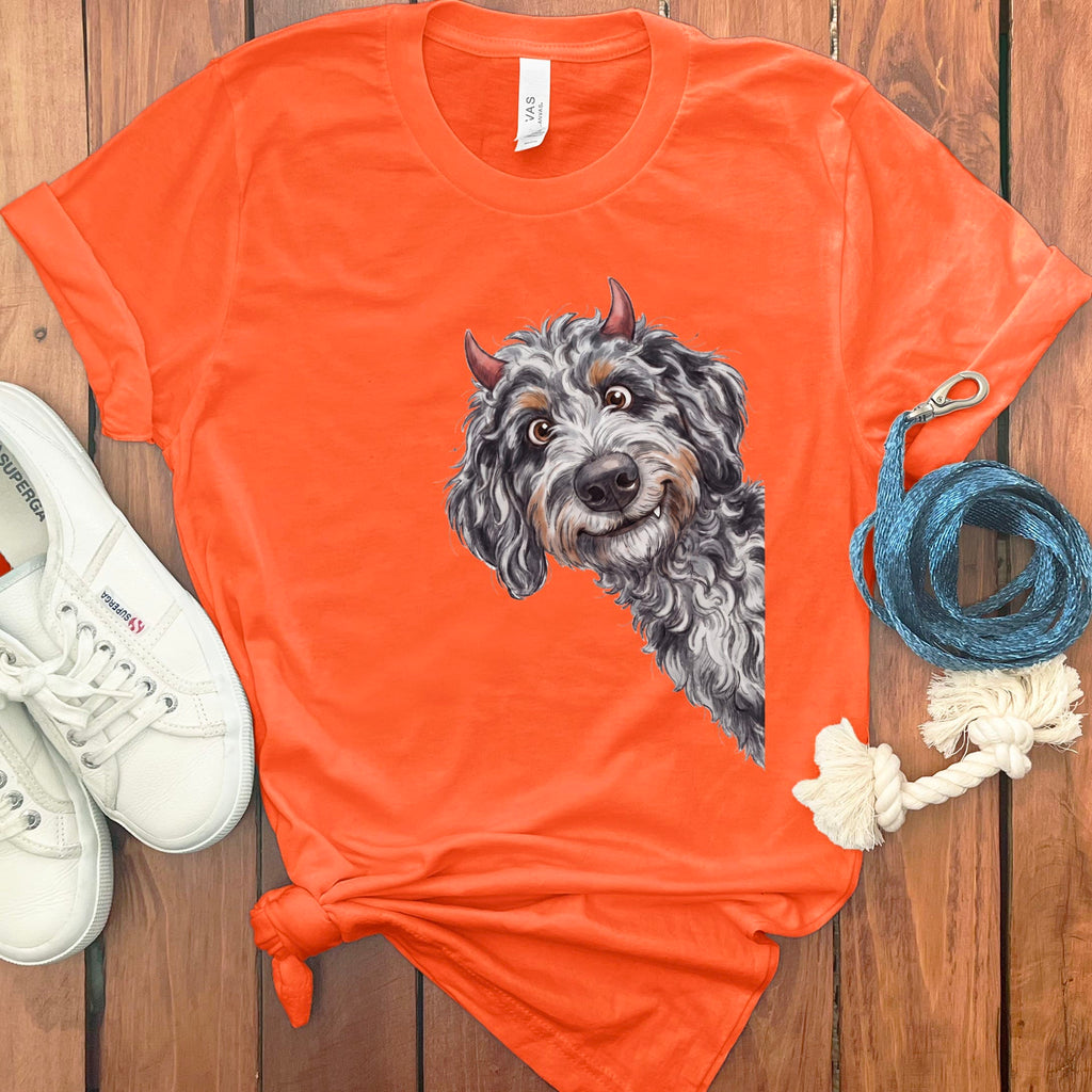 Devil Aussiedoodle T-Shirt in Orange / S by Puppy Jo