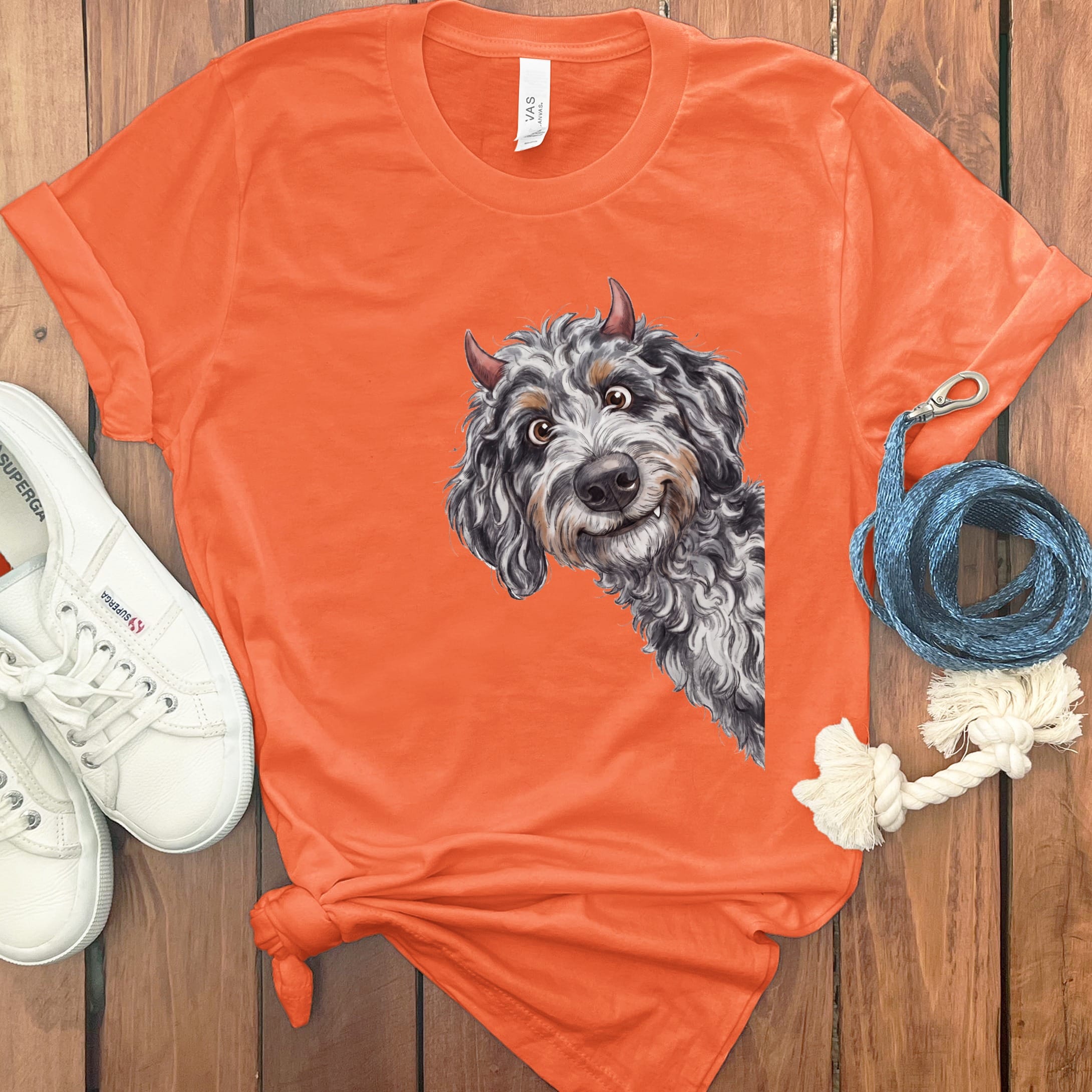 Devil Aussiedoodle T-Shirt in Orange / S by Puppy Jo