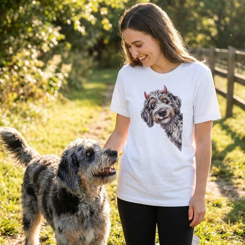 Devil Aussiedoodle T-Shirt in by Puppy Jo