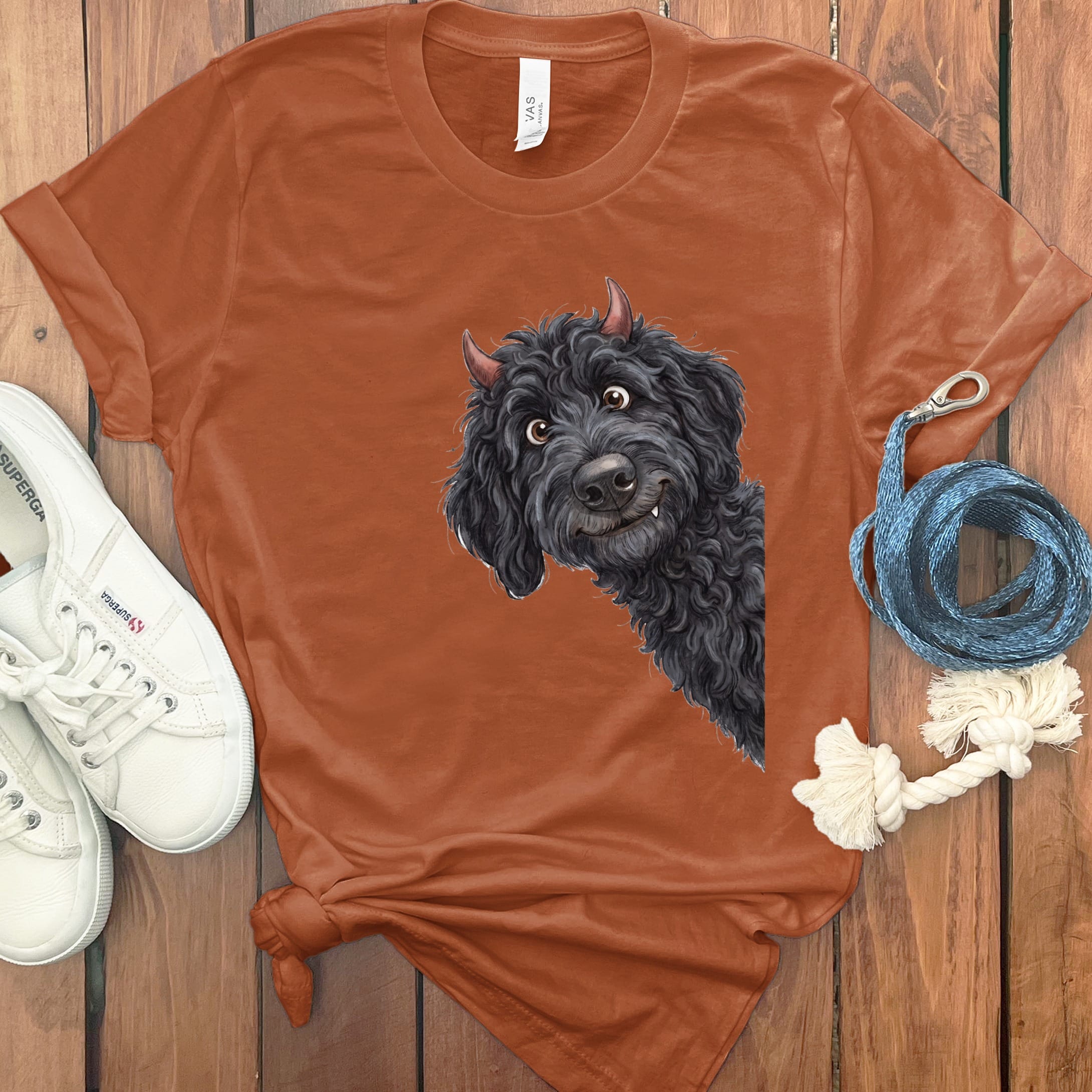 Devil Black Goldendoodle T-Shirt in S / Autumn by Puppy Jo