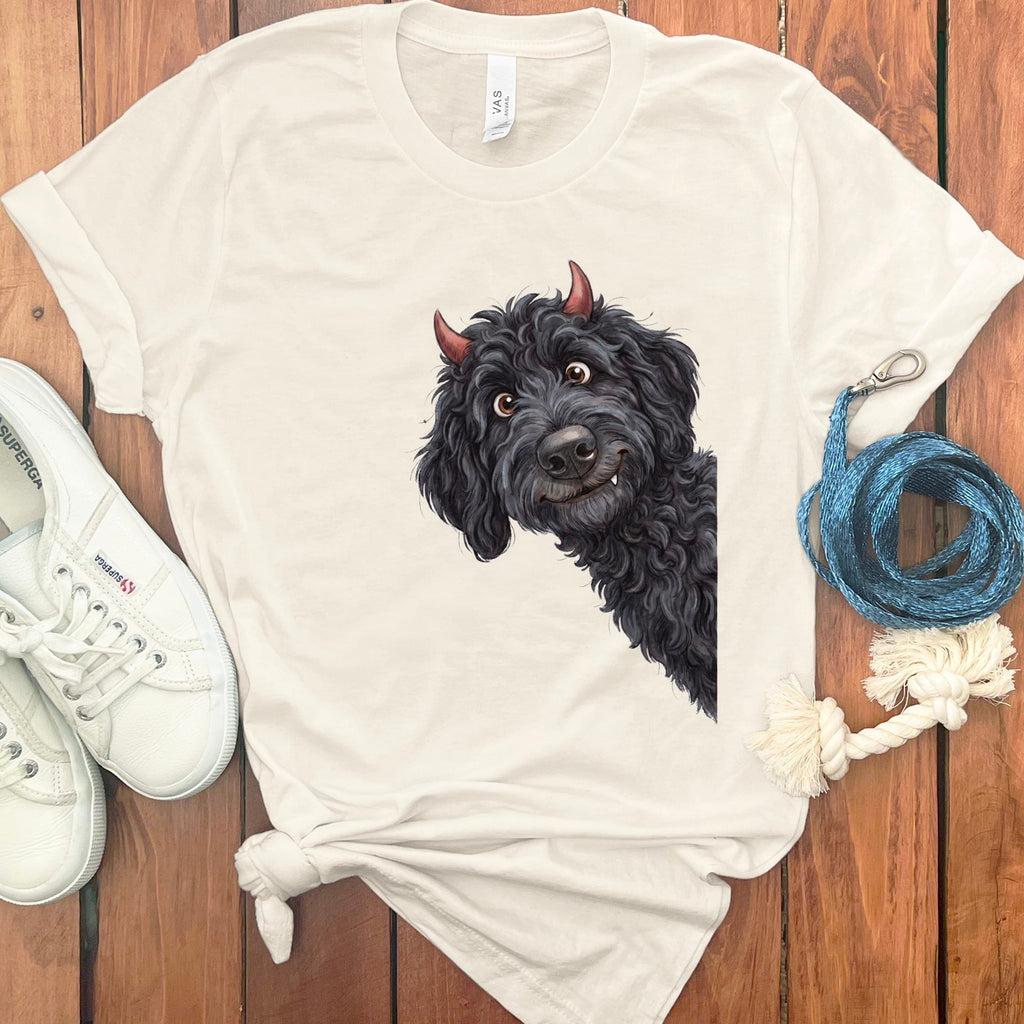 Devil Black Goldendoodle T-Shirt in S / Natural by Puppy Jo