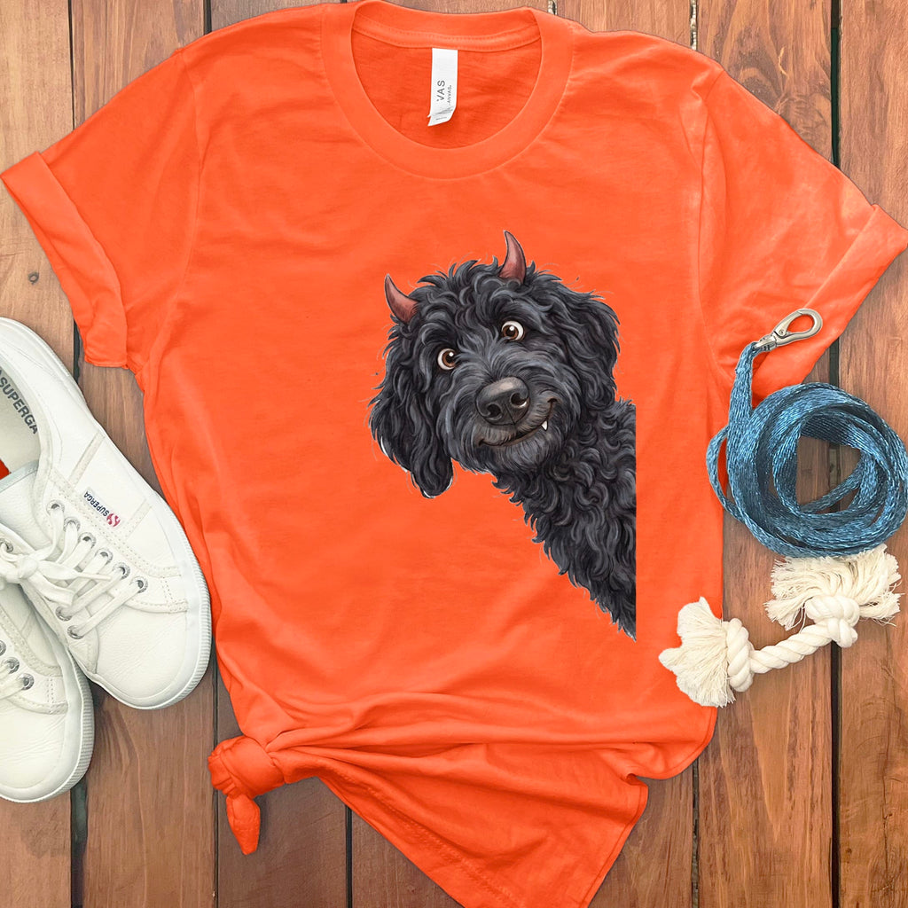 Devil Black Goldendoodle T-Shirt in S / Orange by Puppy Jo