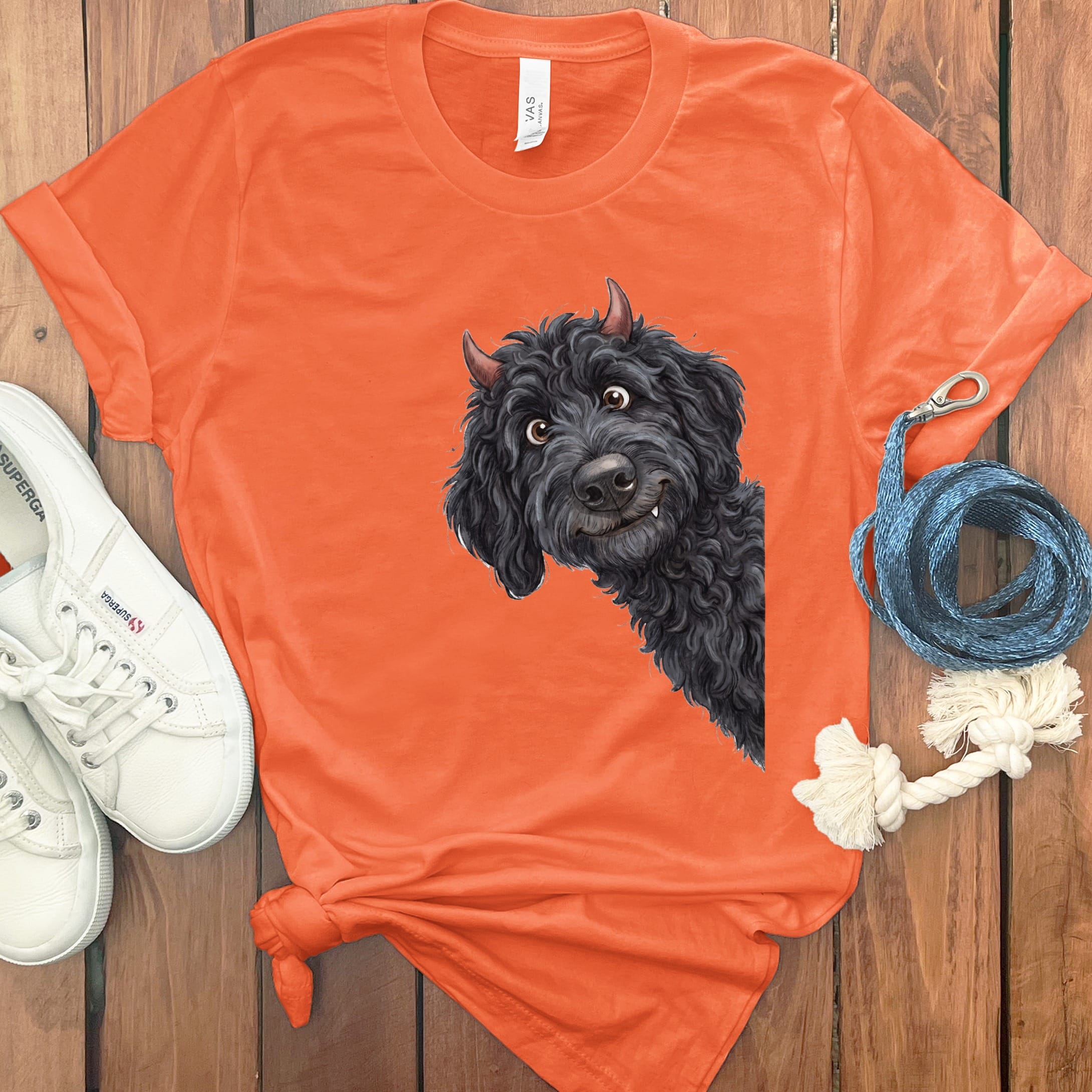 Devil Black Goldendoodle T-Shirt in S / Orange by Puppy Jo