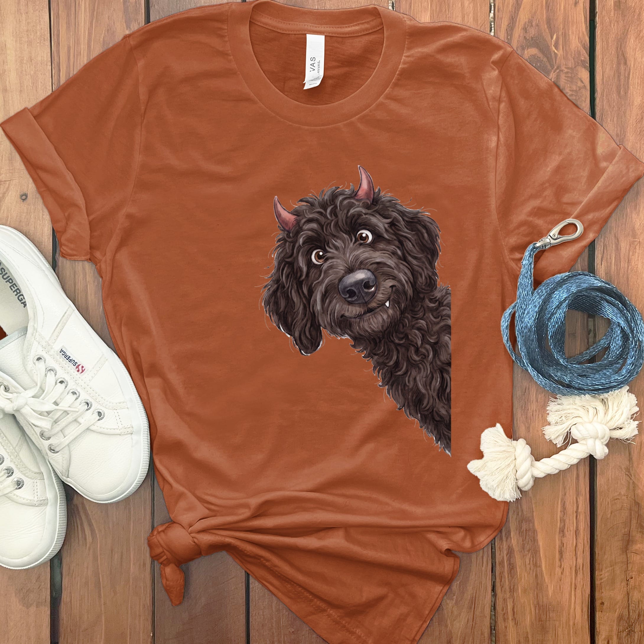 Devil Chocolate Goldendoodle T-Shirt in Autumn / S by Puppy Jo