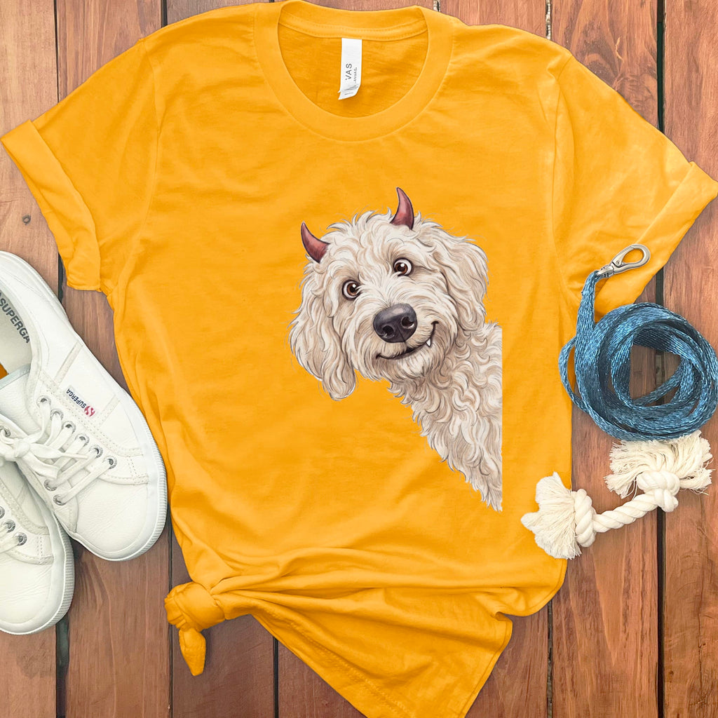 Devil Cream Goldendoodle T-Shirt in Gold / S by Puppy Jo