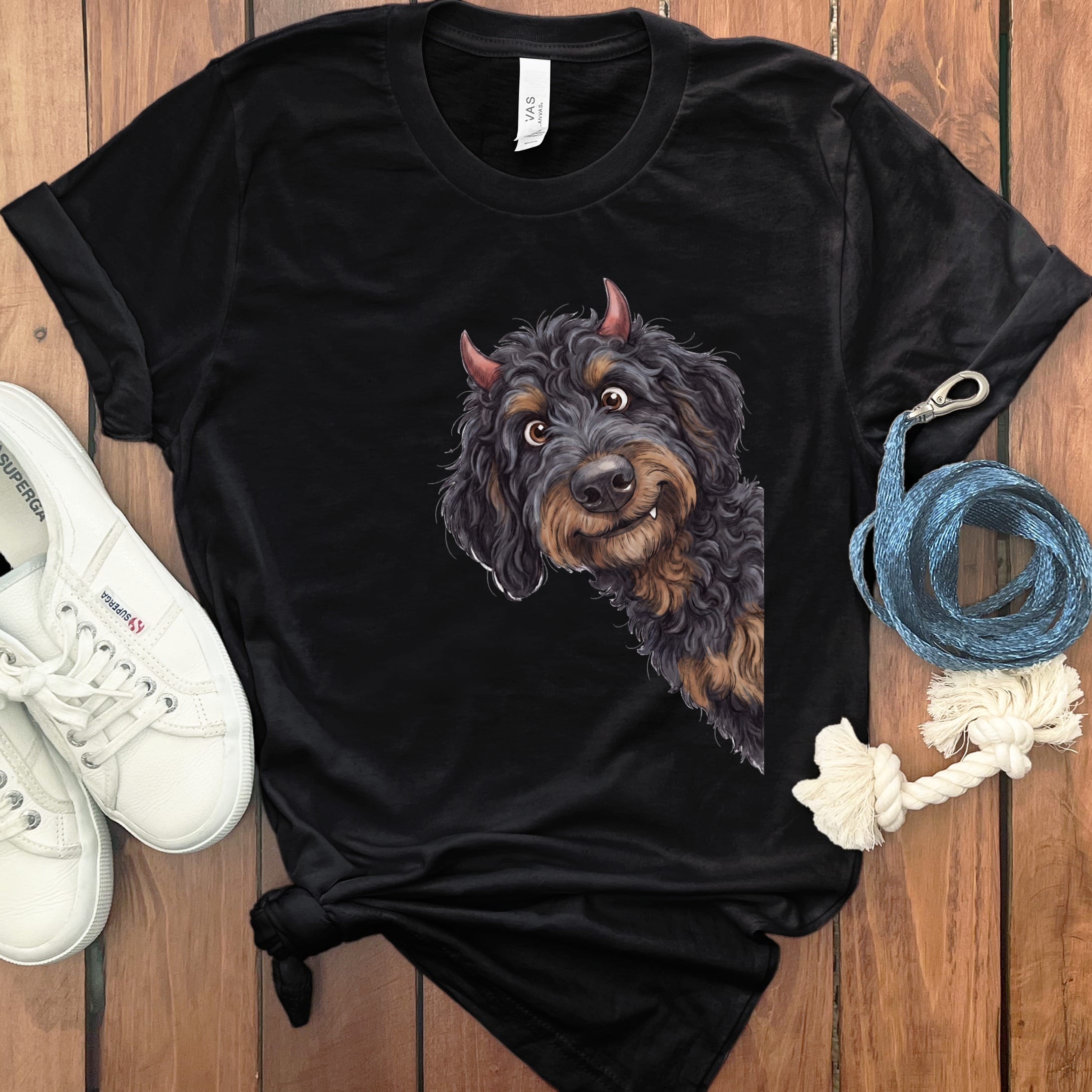 Devil Phantom Goldendoodle T-Shirt in Black / S by Puppy Jo