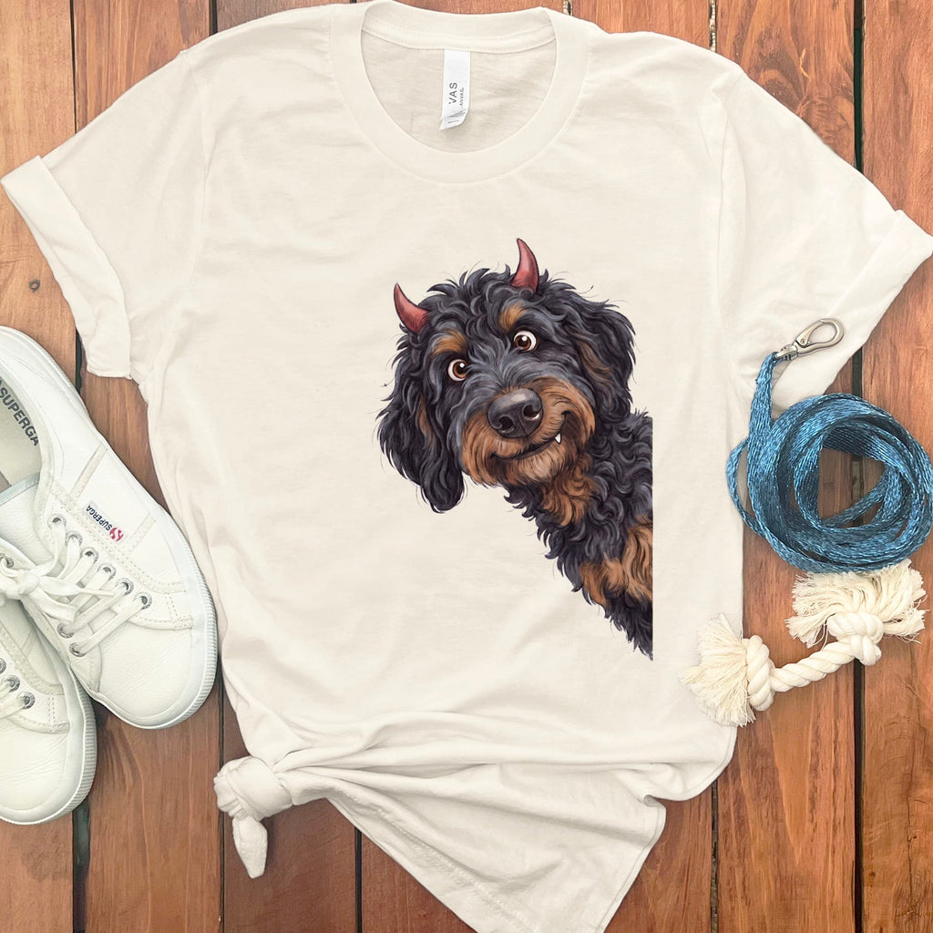 Devil Phantom Goldendoodle T-Shirt in Natural / S by Puppy Jo