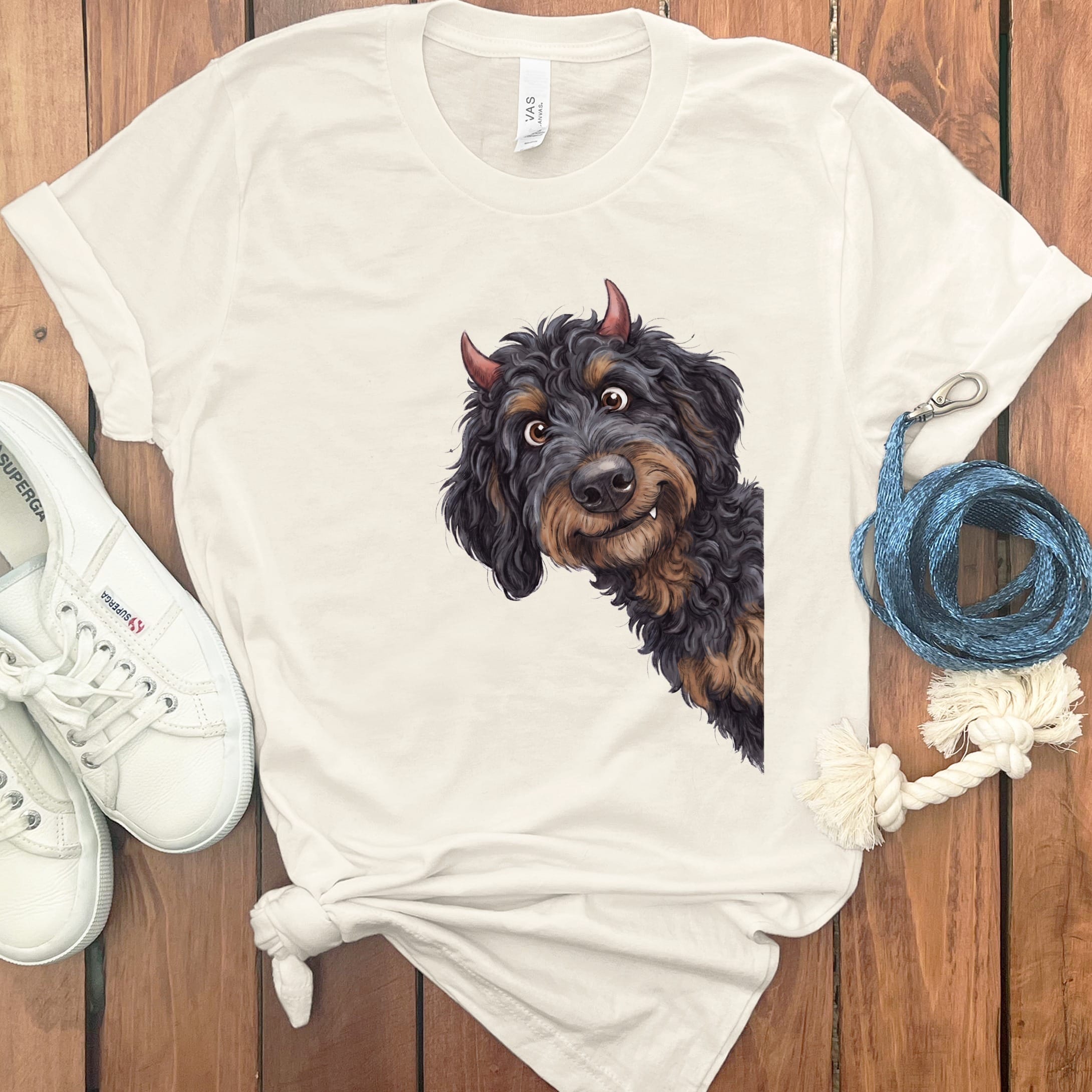 Devil Phantom Goldendoodle T-Shirt in Natural / S by Puppy Jo