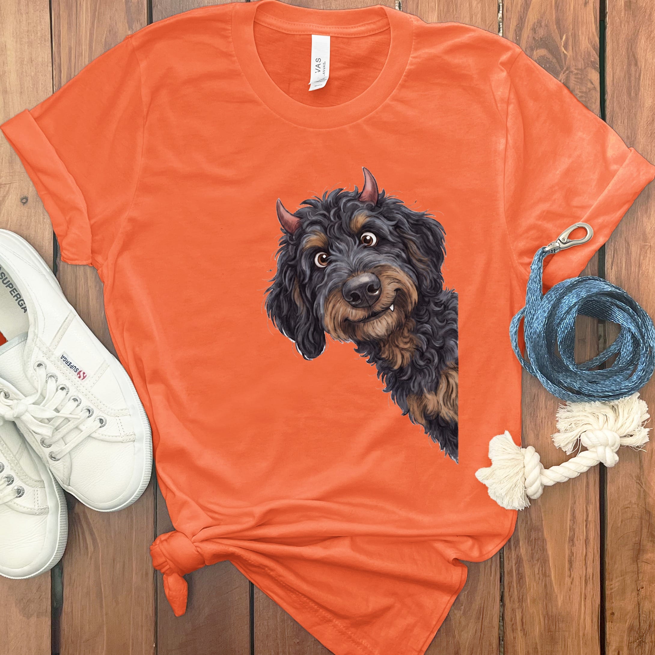 Devil Phantom Goldendoodle T-Shirt in Orange / S by Puppy Jo