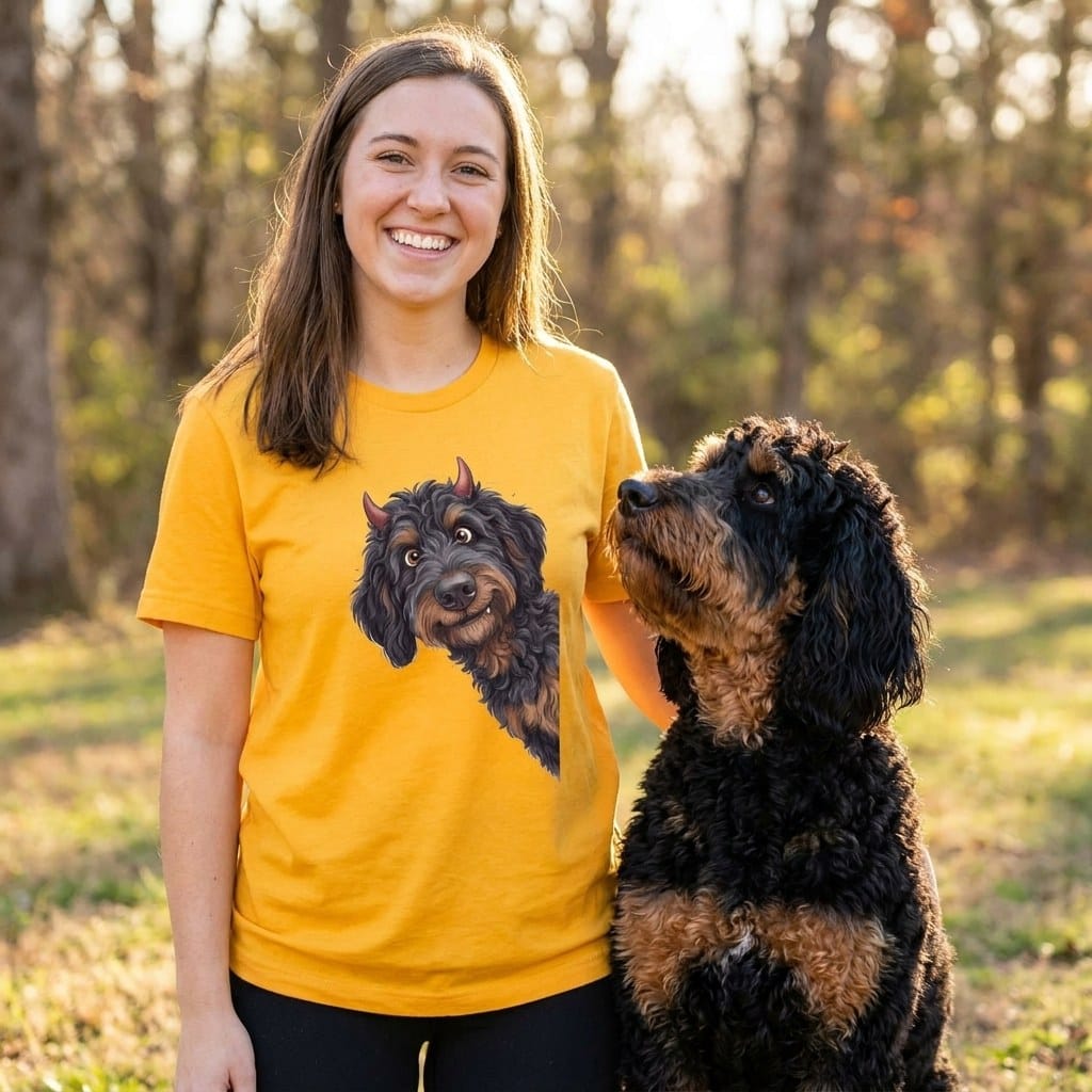 Devil Phantom Goldendoodle T-Shirt in by Puppy Jo