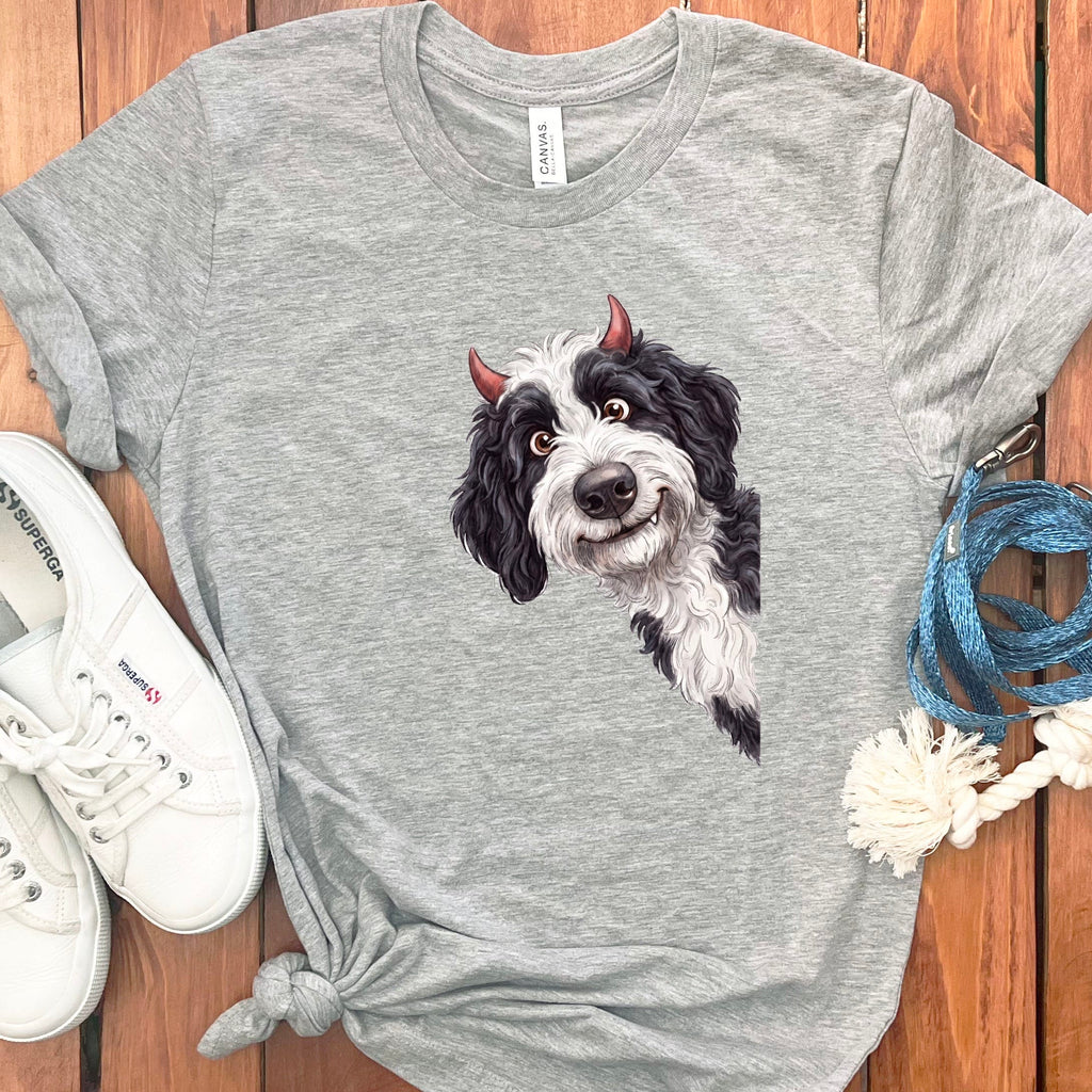 Devil Sheepadoodle T-Shirt in Athletic Heather / S by Puppy Jo