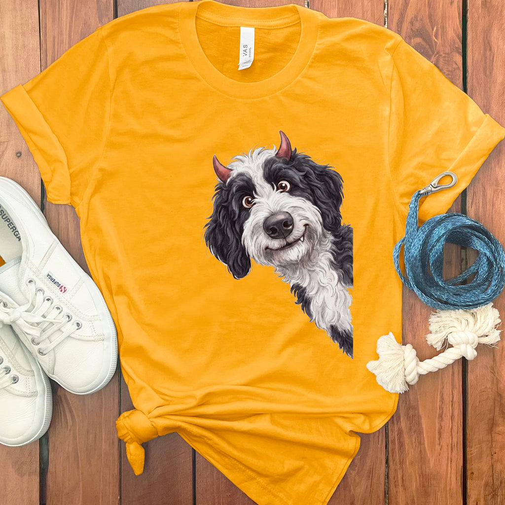 Devil Sheepadoodle T-Shirt in Gold / S by Puppy Jo