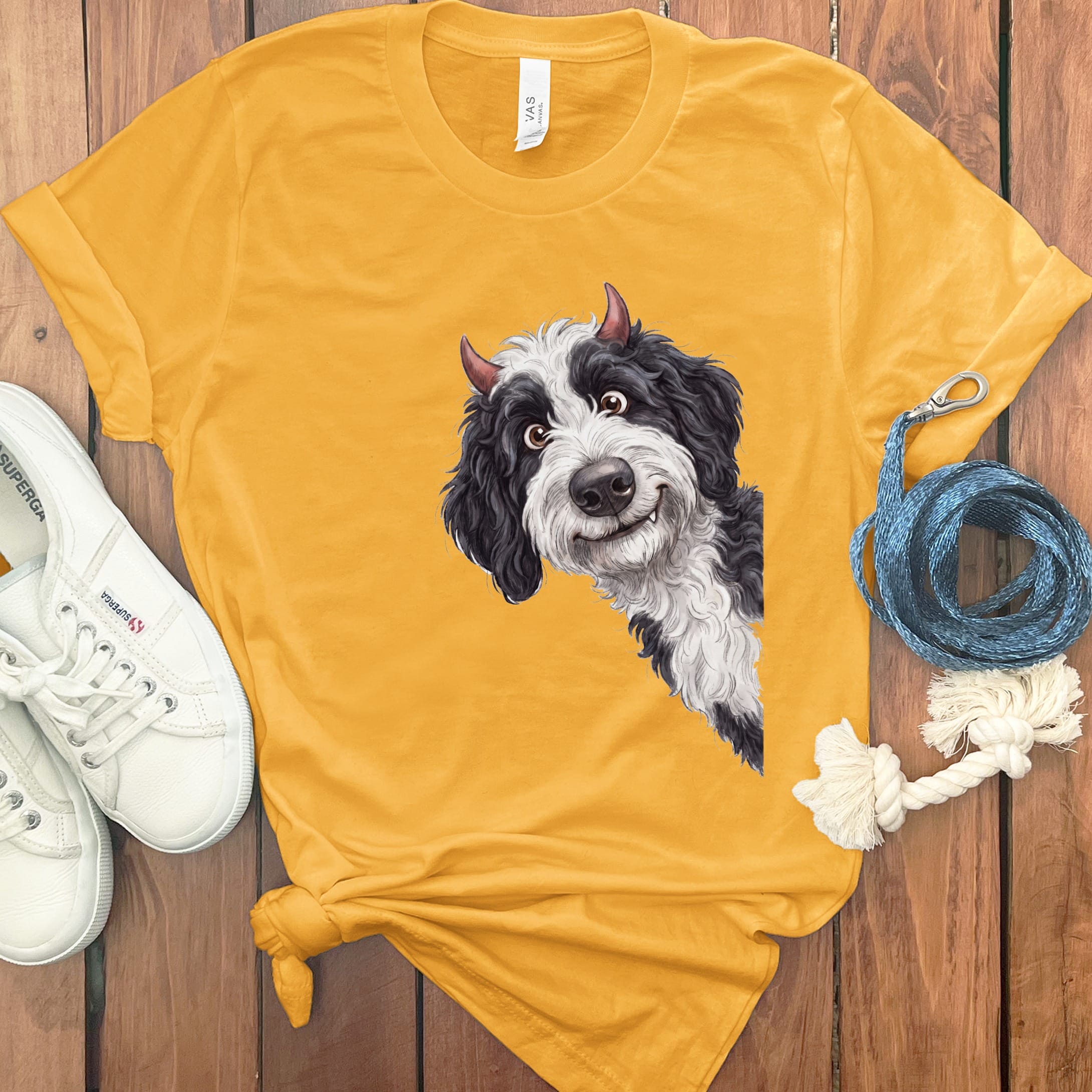 Devil Sheepadoodle T-Shirt in Gold / S by Puppy Jo