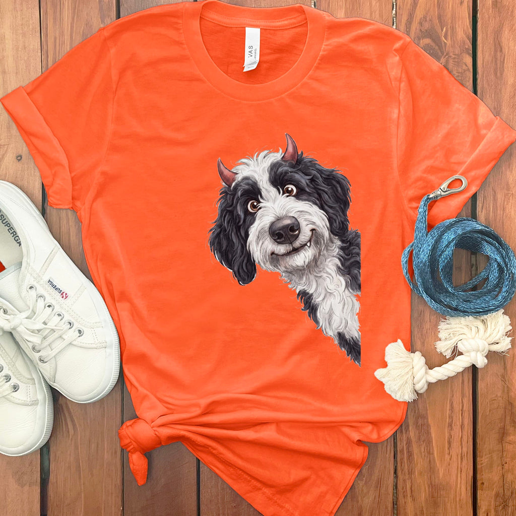 Devil Sheepadoodle T-Shirt in Orange / S by Puppy Jo