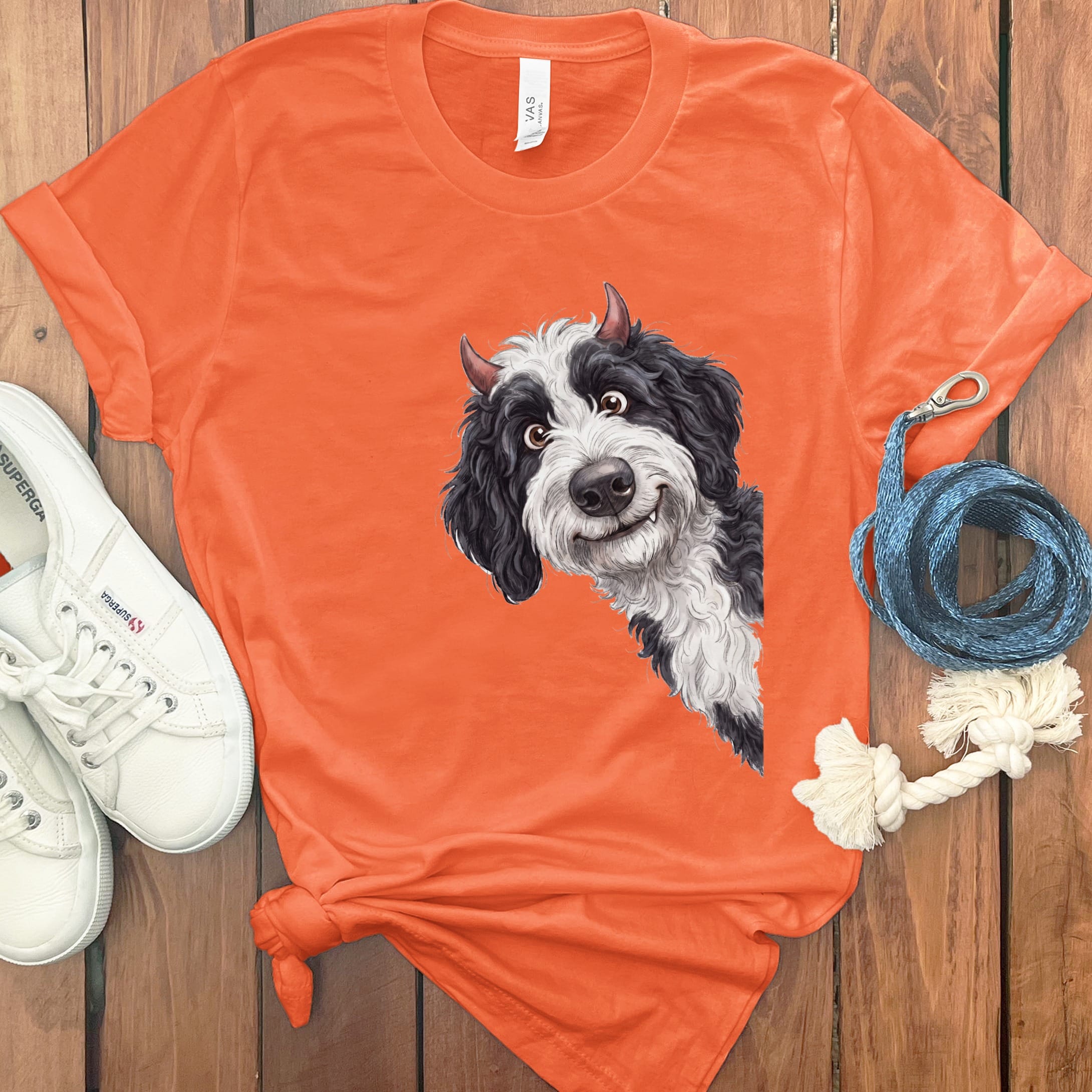 Devil Sheepadoodle T-Shirt in Orange / S by Puppy Jo