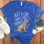 Just a Girl Who Loves Doodles Cute Graphic T-Shirt