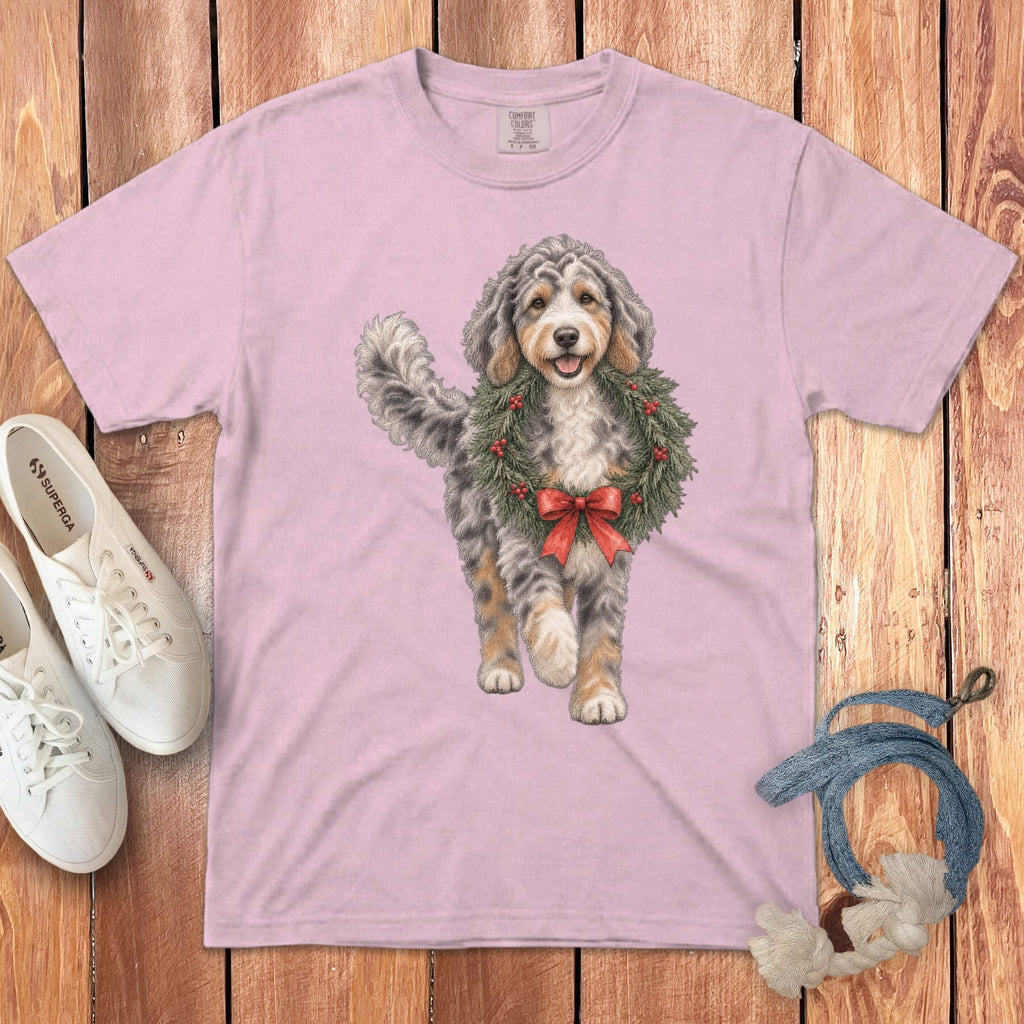 Aussiedoodle Wreath Signature T-Shirt in Blossom / S by Puppy Jo