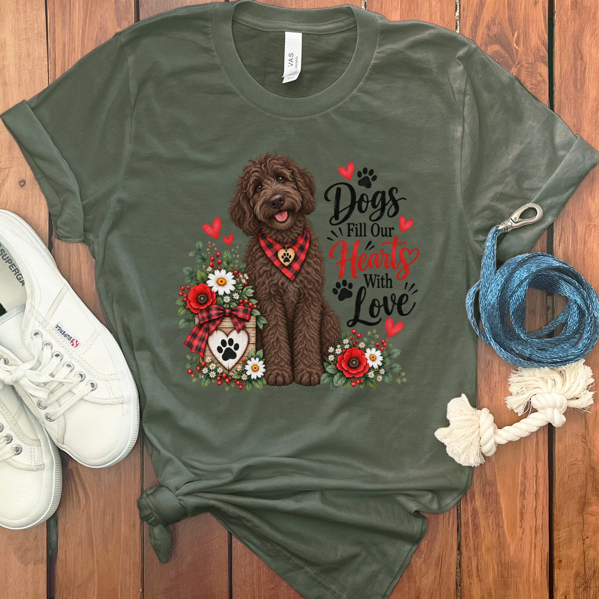 Chocolate Goldendoodle Hearts Love T-Shirt