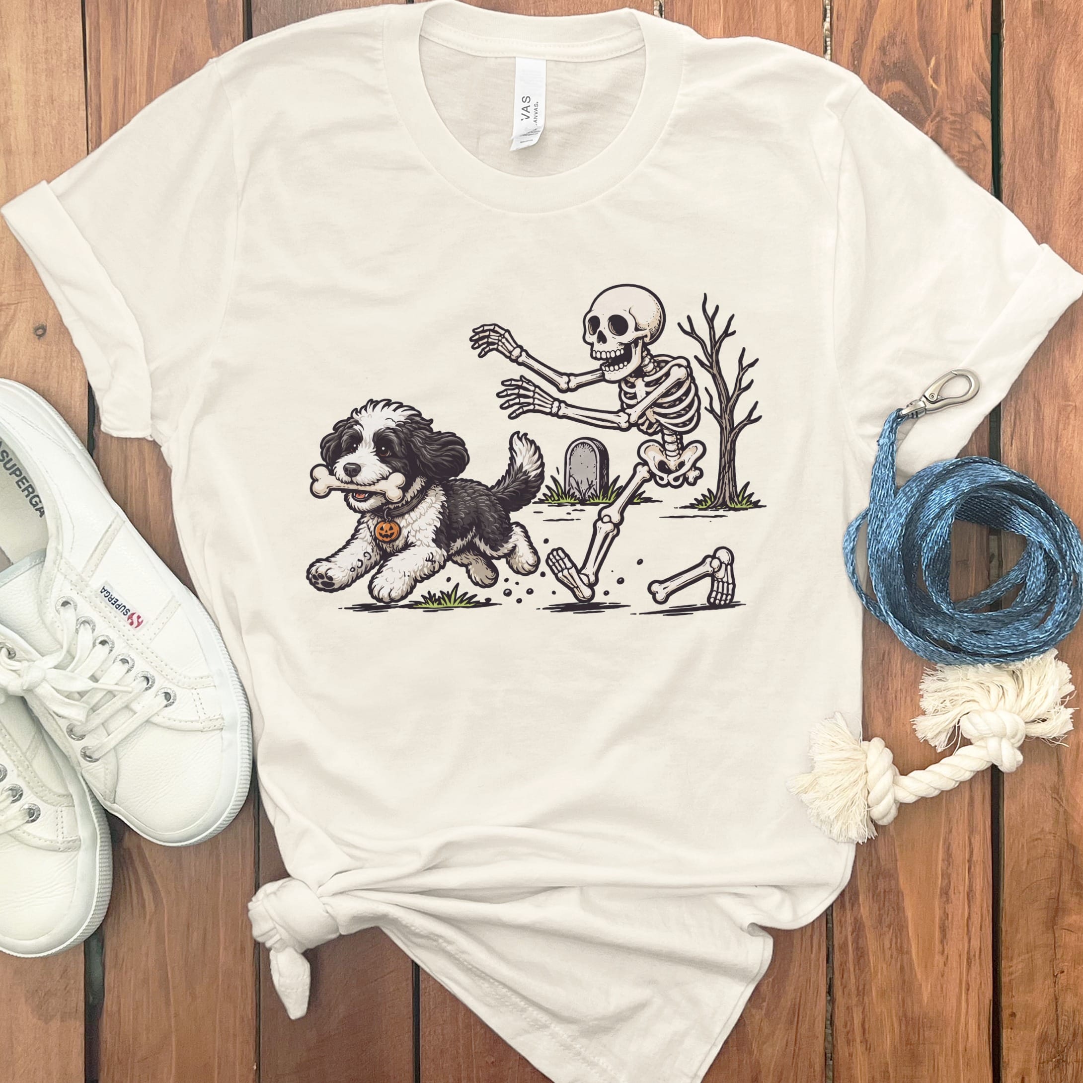 Sheepadoodle Bone Thief T-Shirt in Natural / S by Puppy Jo