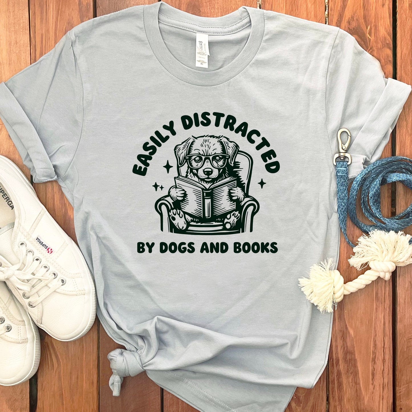 Easily Distracted by Dogs and Books T-Shirt product
