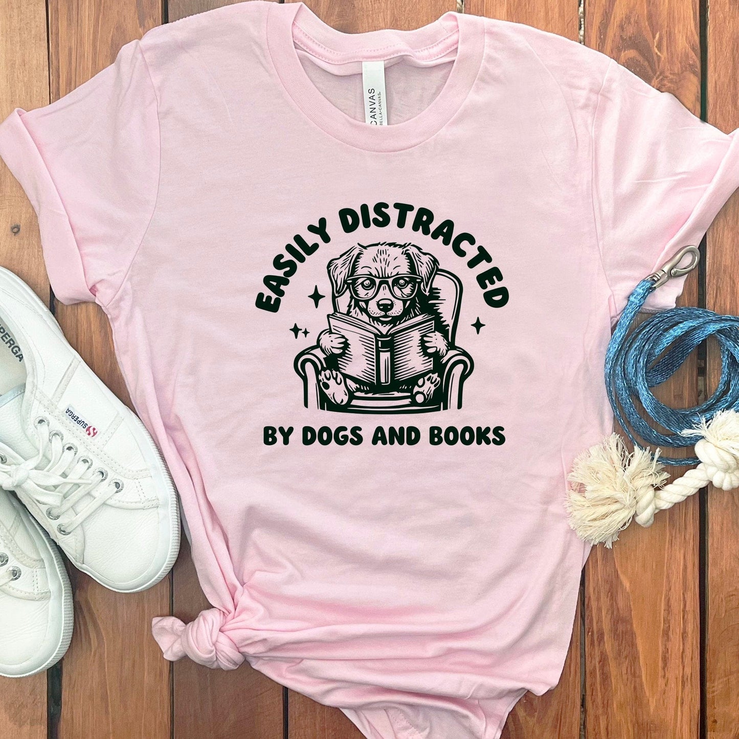 Easily Distracted By Dogs And Books T-shirt product