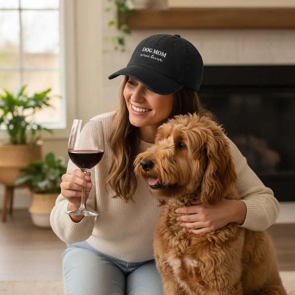 Dog Mom Wine Lover Hat in by Puppy Jo