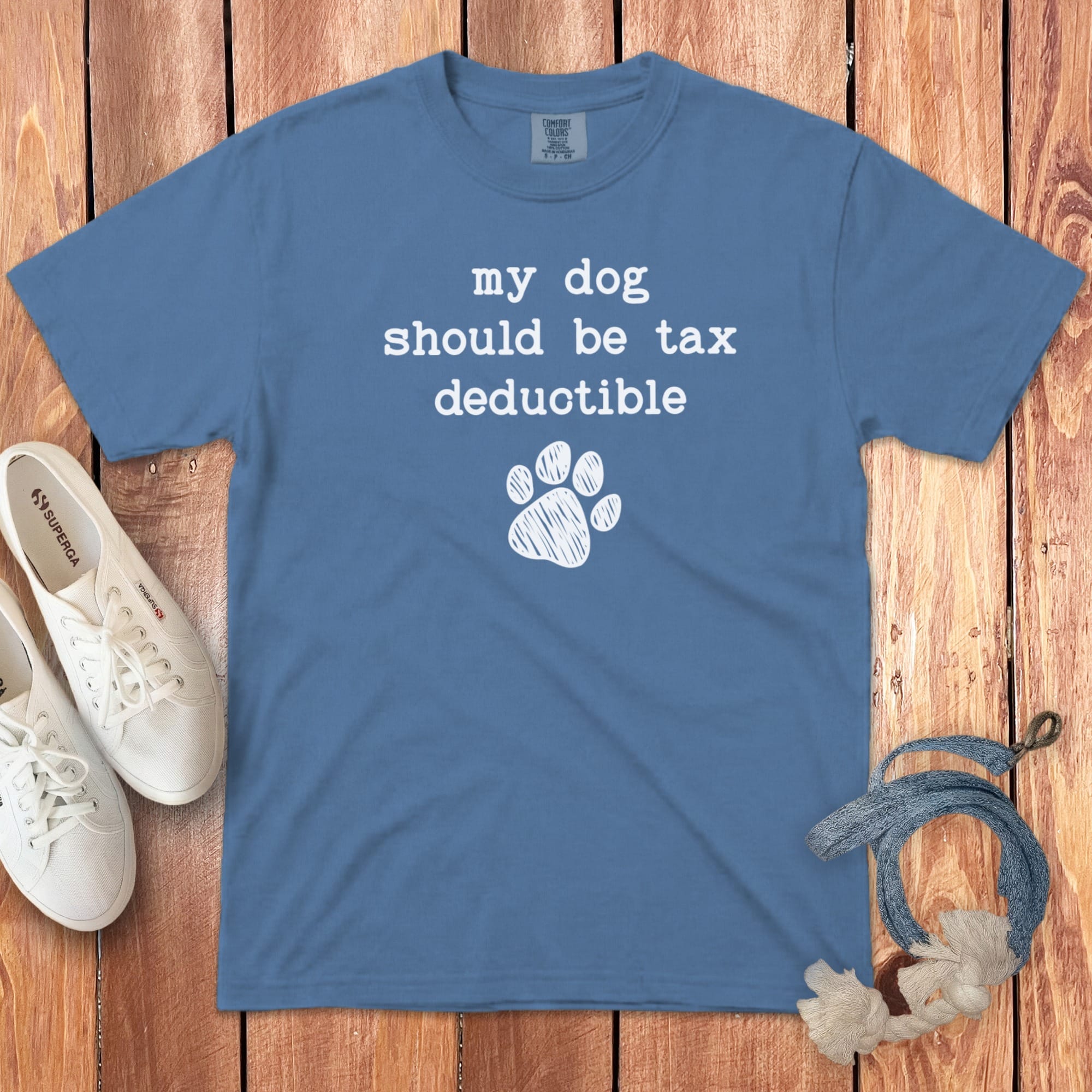Dog Tax Signature T-Shirt in Blue Jean / S by Puppy Jo