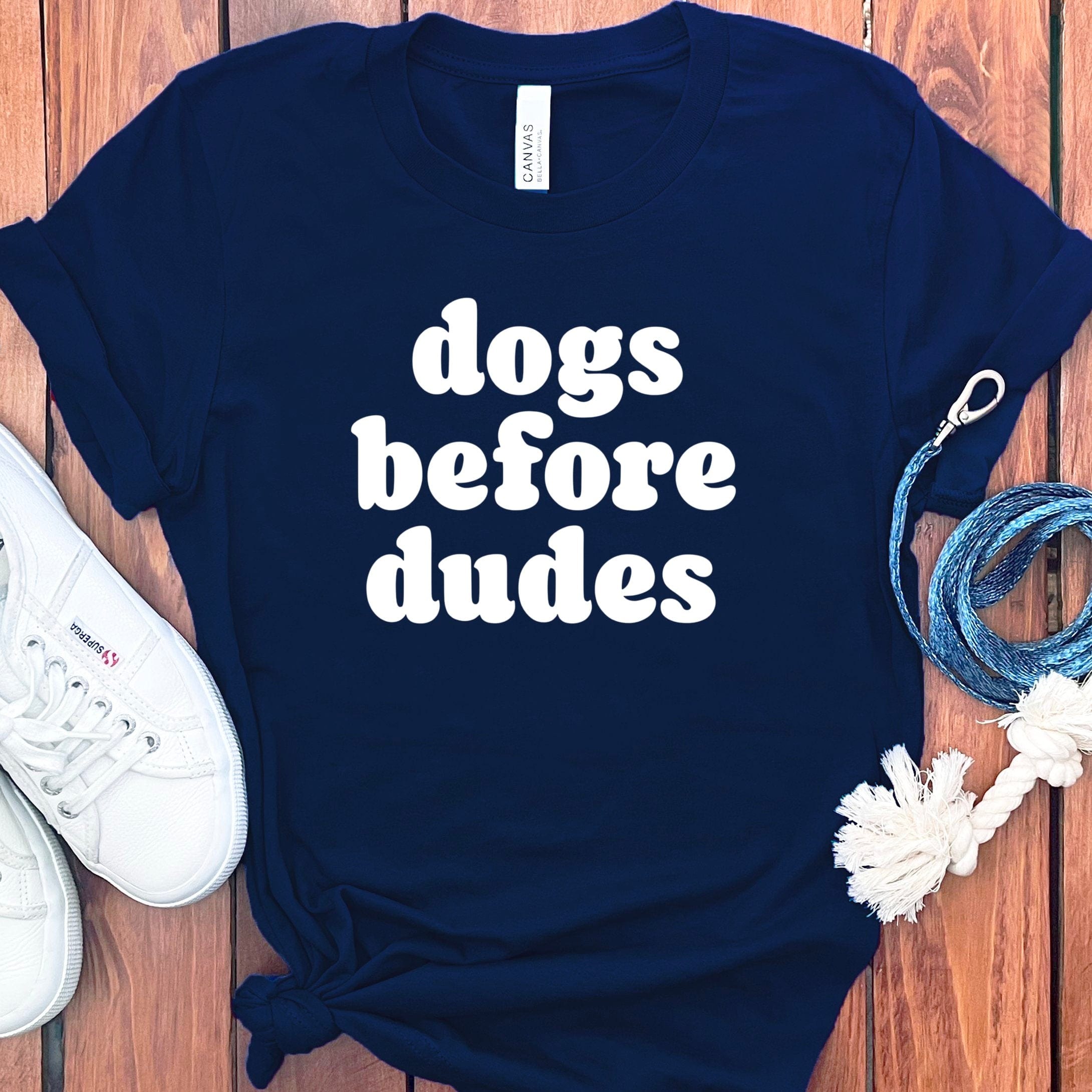 Dogs Before Dudes T-Shirt in Navy / S by Puppy Jo