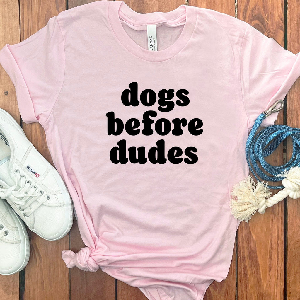 Dogs Before Dudes T-Shirt in Soft Pink / S by Puppy Jo