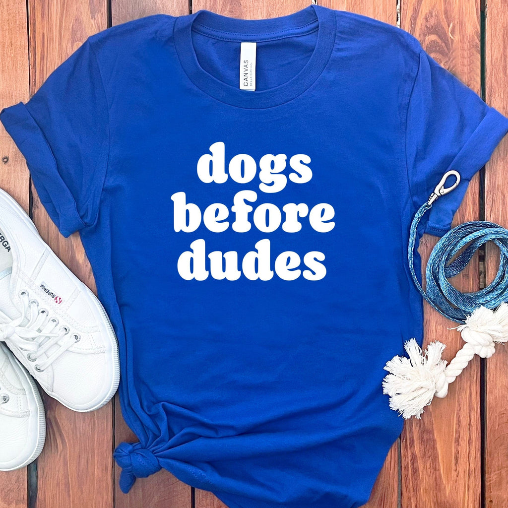 Dogs Before Dudes T-Shirt in True Royal / S by Puppy Jo