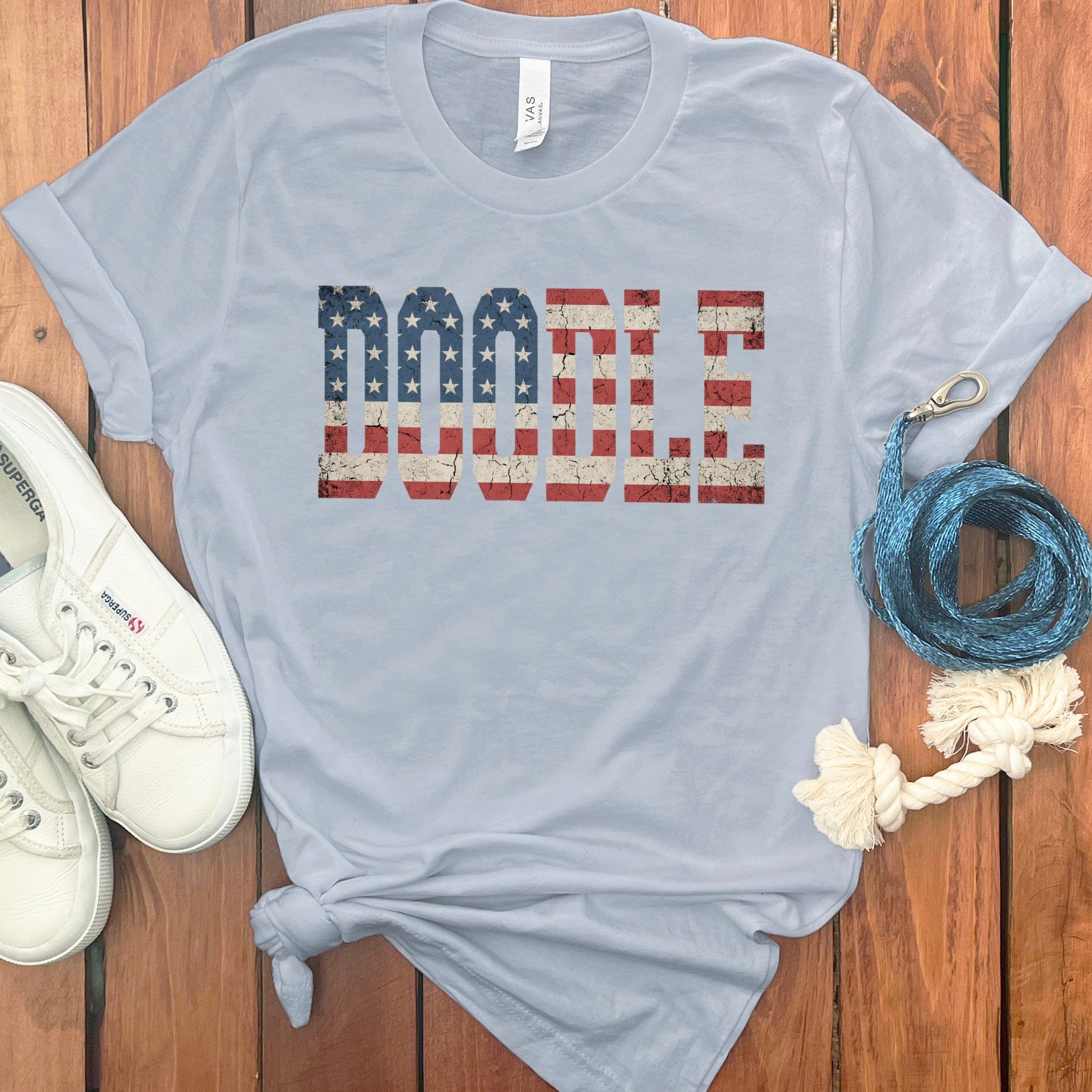 Doodle America T-Shirt in Light Blue / S by Puppy Jo