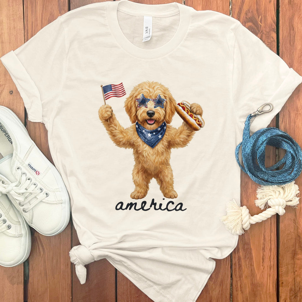 Doodle America T-Shirt in Natural / S by Puppy Jo
