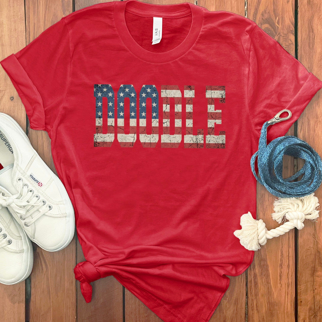 Doodle America T-Shirt in Red / S by Puppy Jo