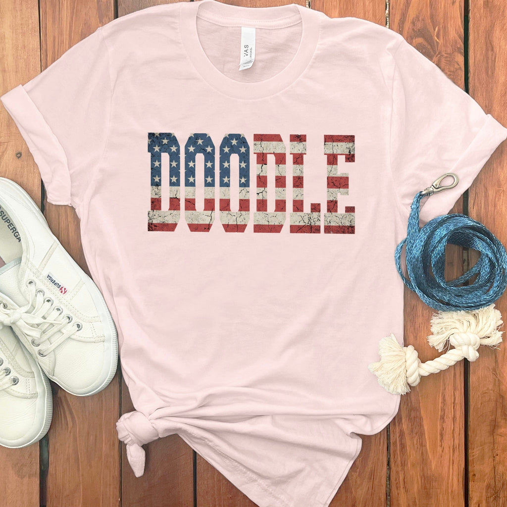 Doodle America T-Shirt in Soft Pink / S by Puppy Jo
