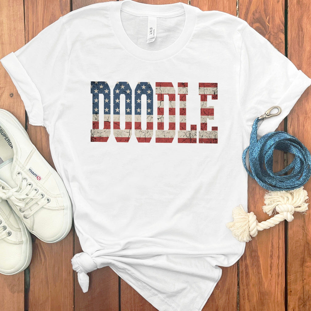 Doodle America T-Shirt in White / S by Puppy Jo