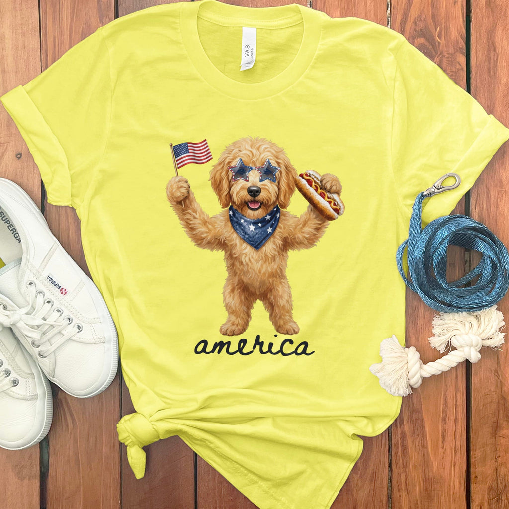 Doodle America T-Shirt in Yellow / S by Puppy Jo